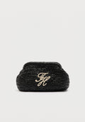 RAFFIA TEXTURED LOGO CLUTCH - Clutch - black