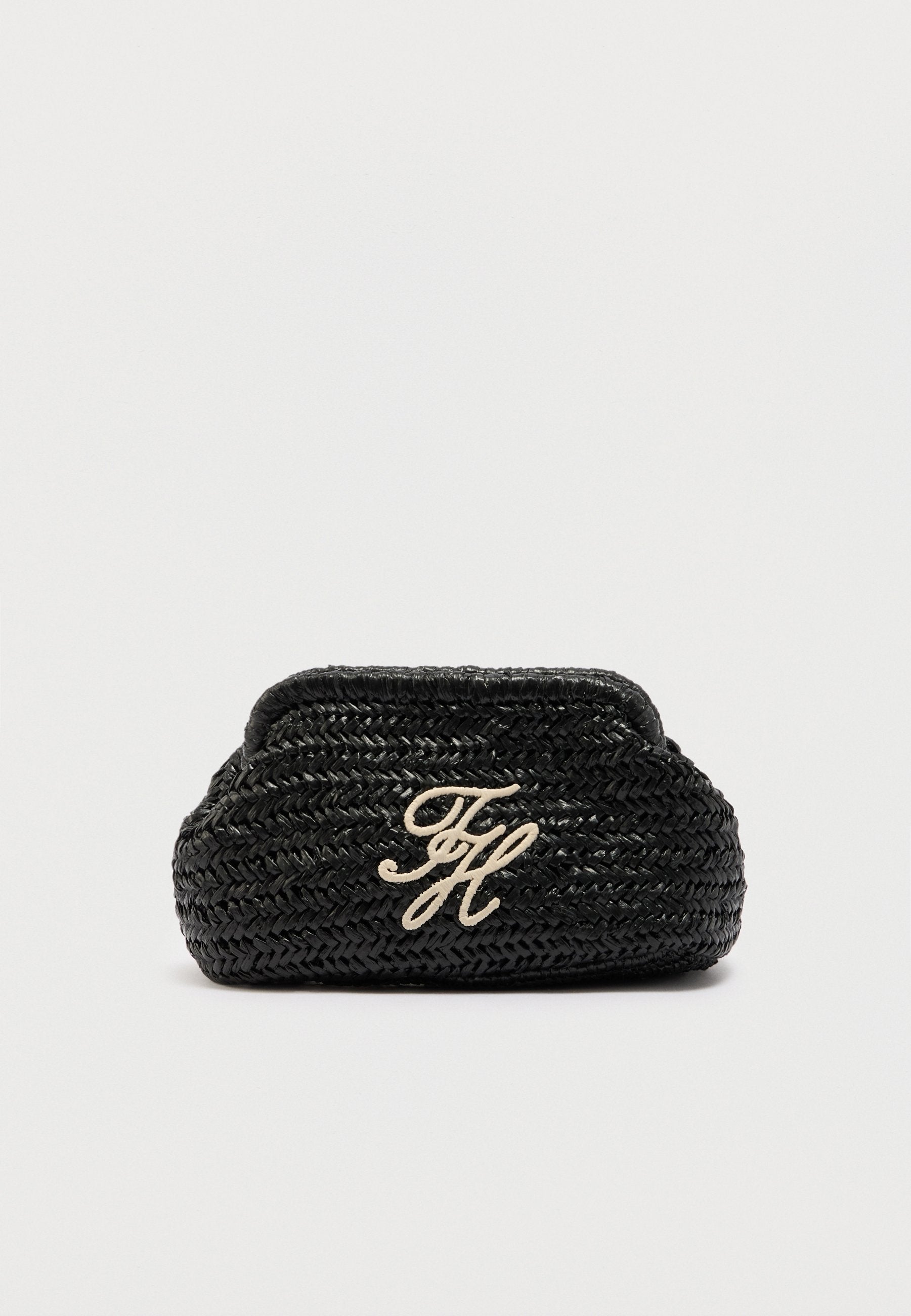 RAFFIA TEXTURED LOGO CLUTCH - Clutch - black