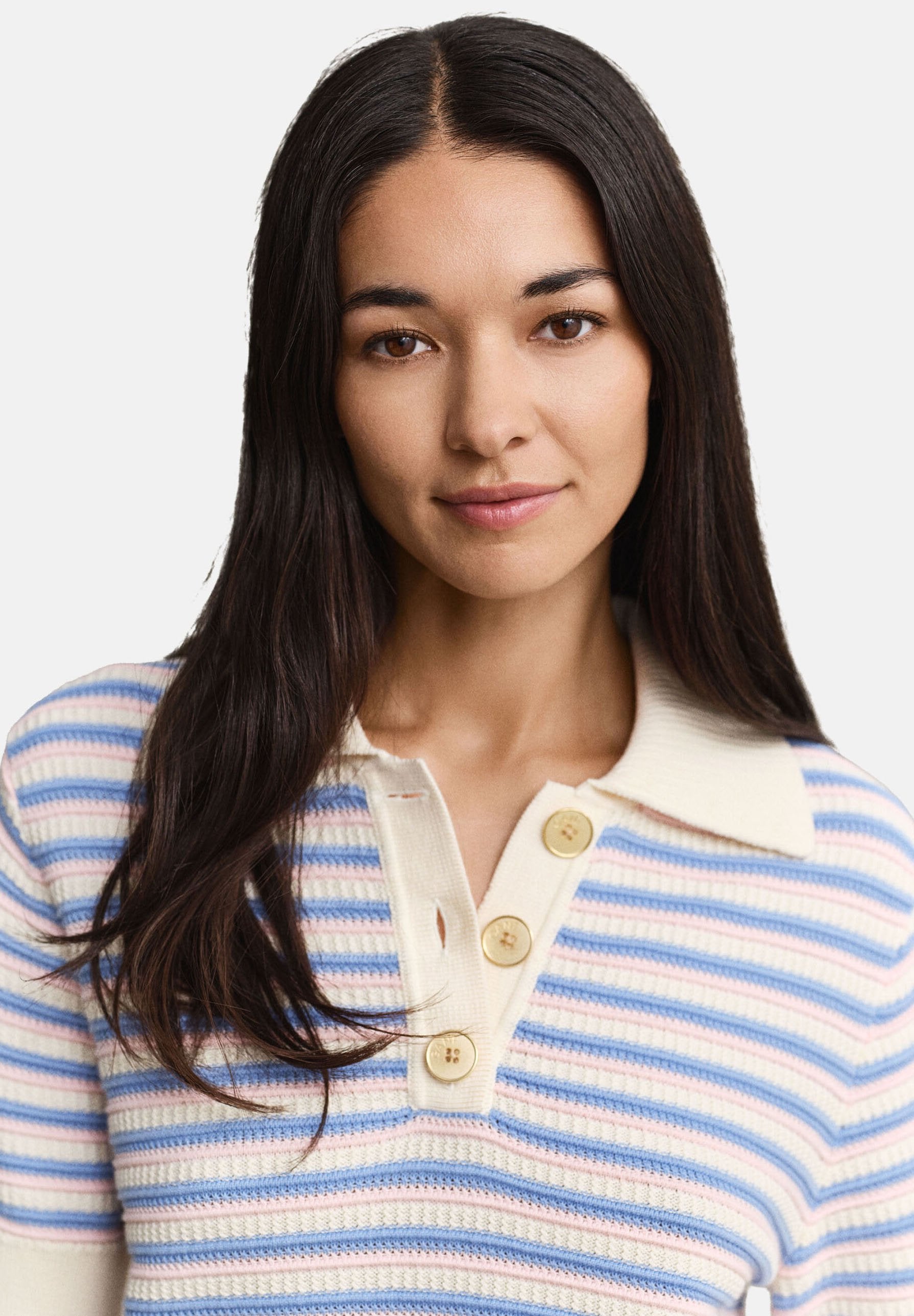 TEXTURED MULTISTRIPE RUGGER - Polo shirt - cream