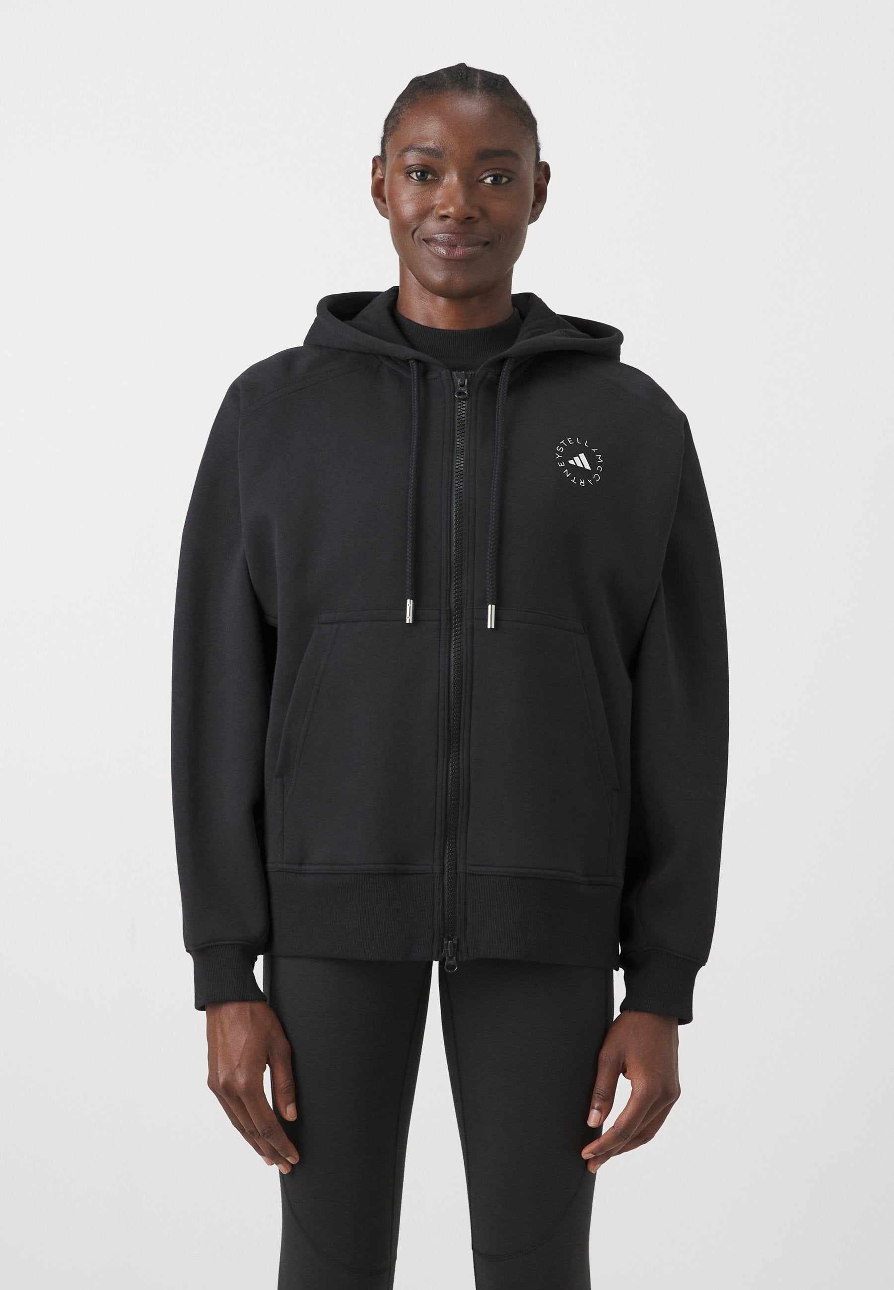 HOODIE - Zip-up sweatshirt - black/white