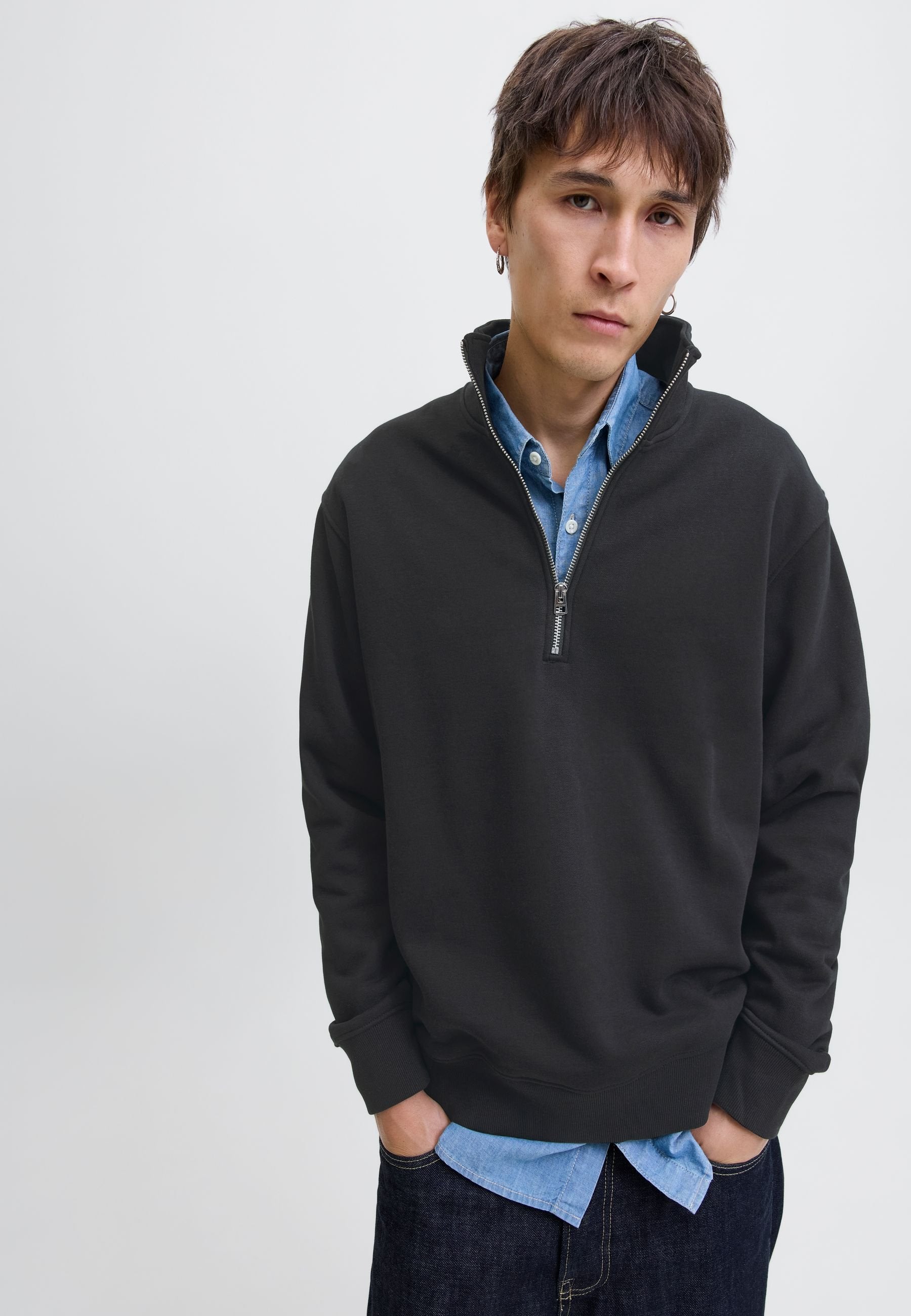 Half zip Plain Half zip - Sweatshirt - black