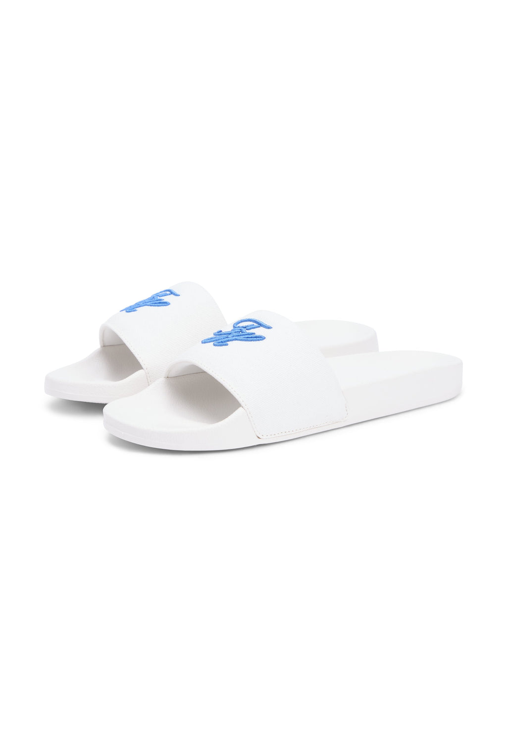 LOGO EMBROIDERY CANVAS POOL SLIDES - Pool slides - ecru
