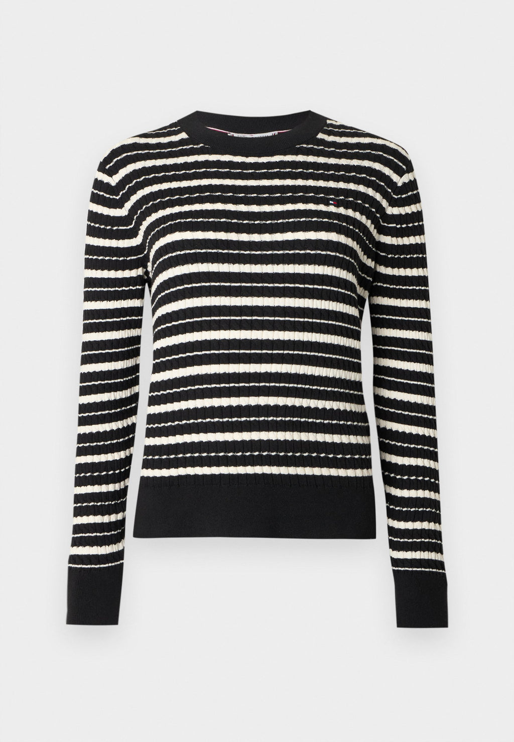 PULL FIN À MAILLES TORSADÉES - Pull - noir/calicot