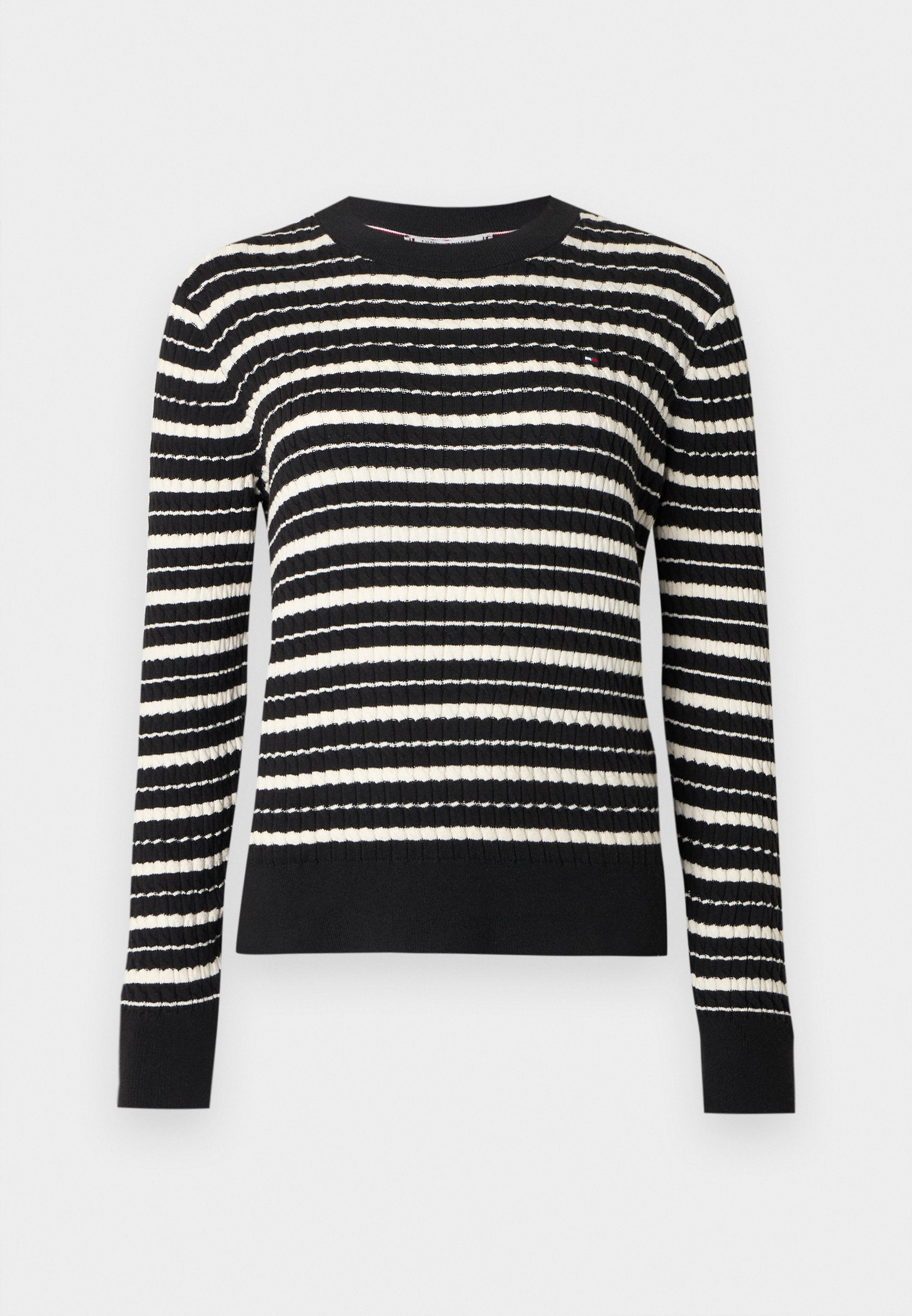 PULL FIN À MAILLES TORSADÉES - Pull - noir/calicot