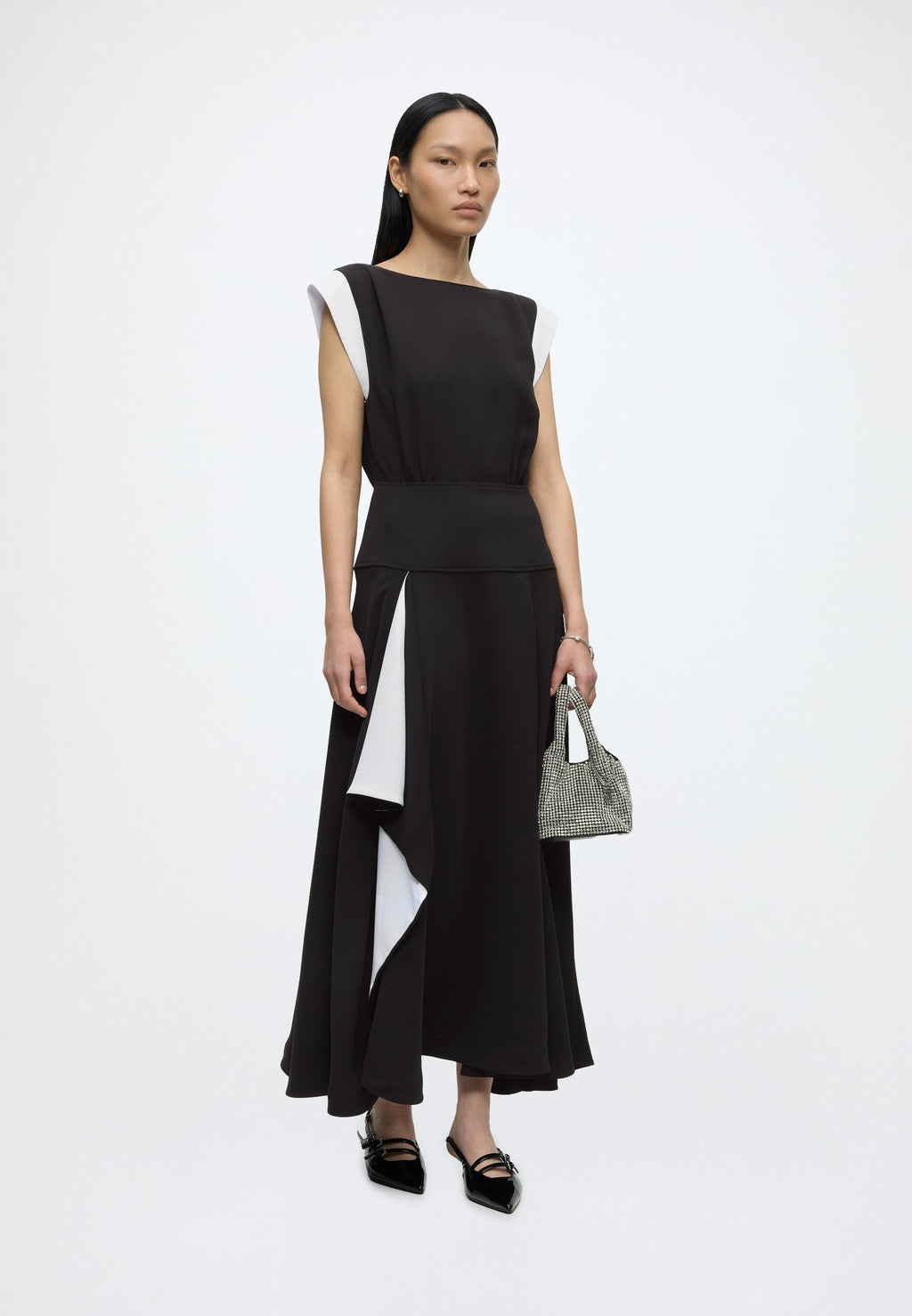 FRILL HEM MAXI - Day dress - black/white