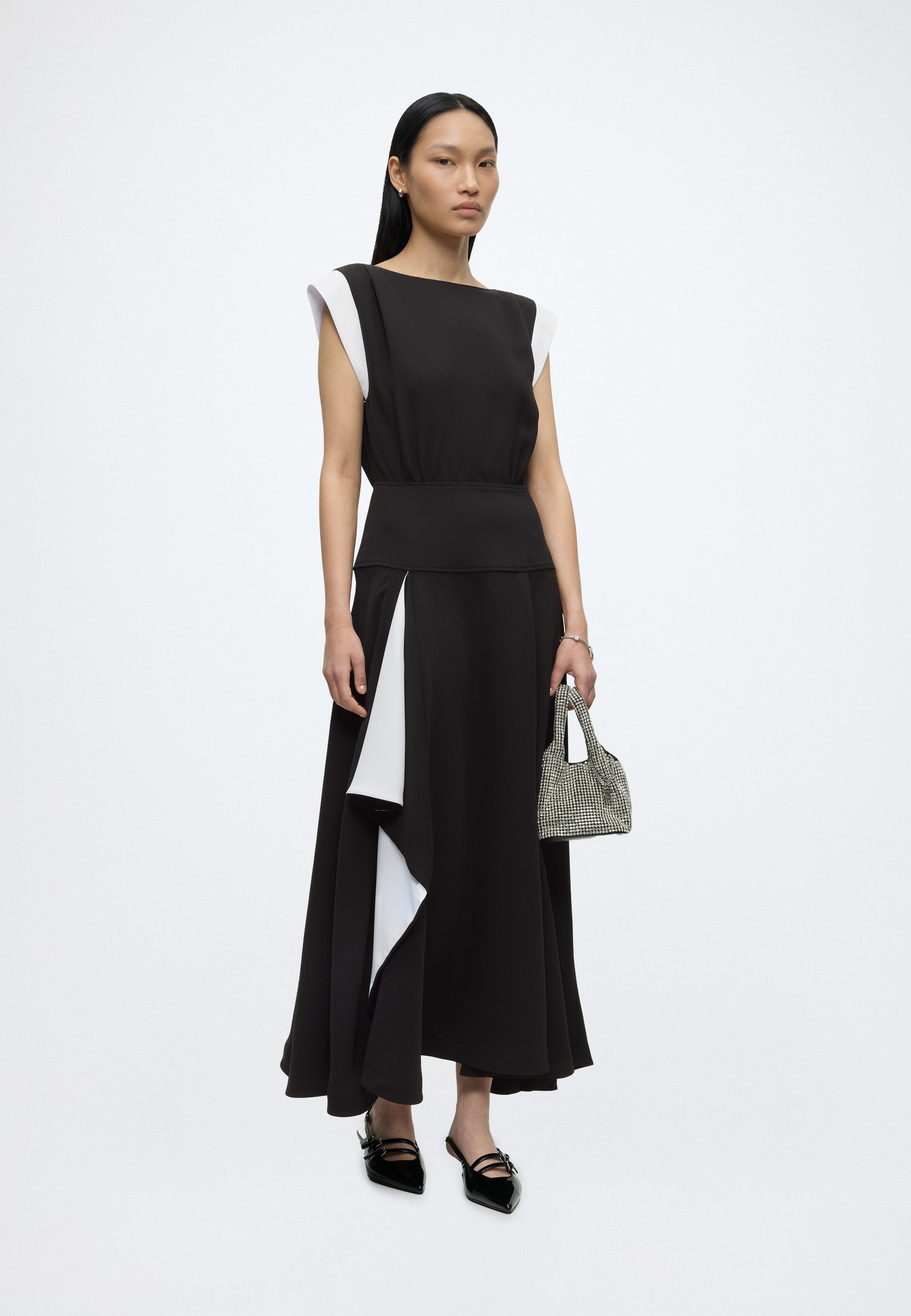 FRILL HEM MAXI - Day dress - black/white