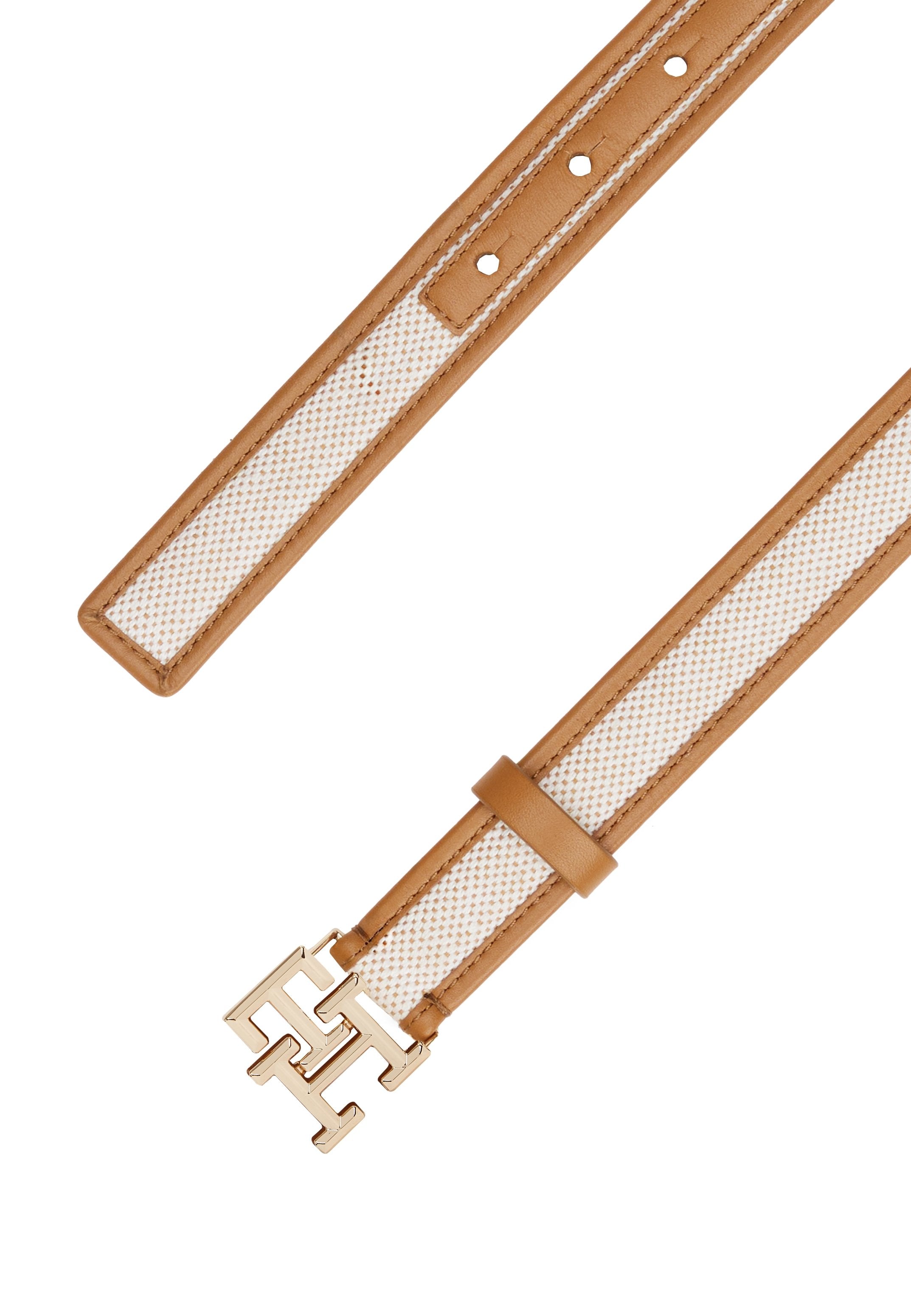 TH MONOGRAM CANVAS LEATHER BELT - Belt - brown