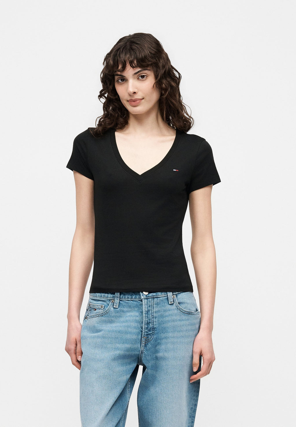V NECK TEE 3 PACK - Basic T-shirt - black/ecru/pink daisy
