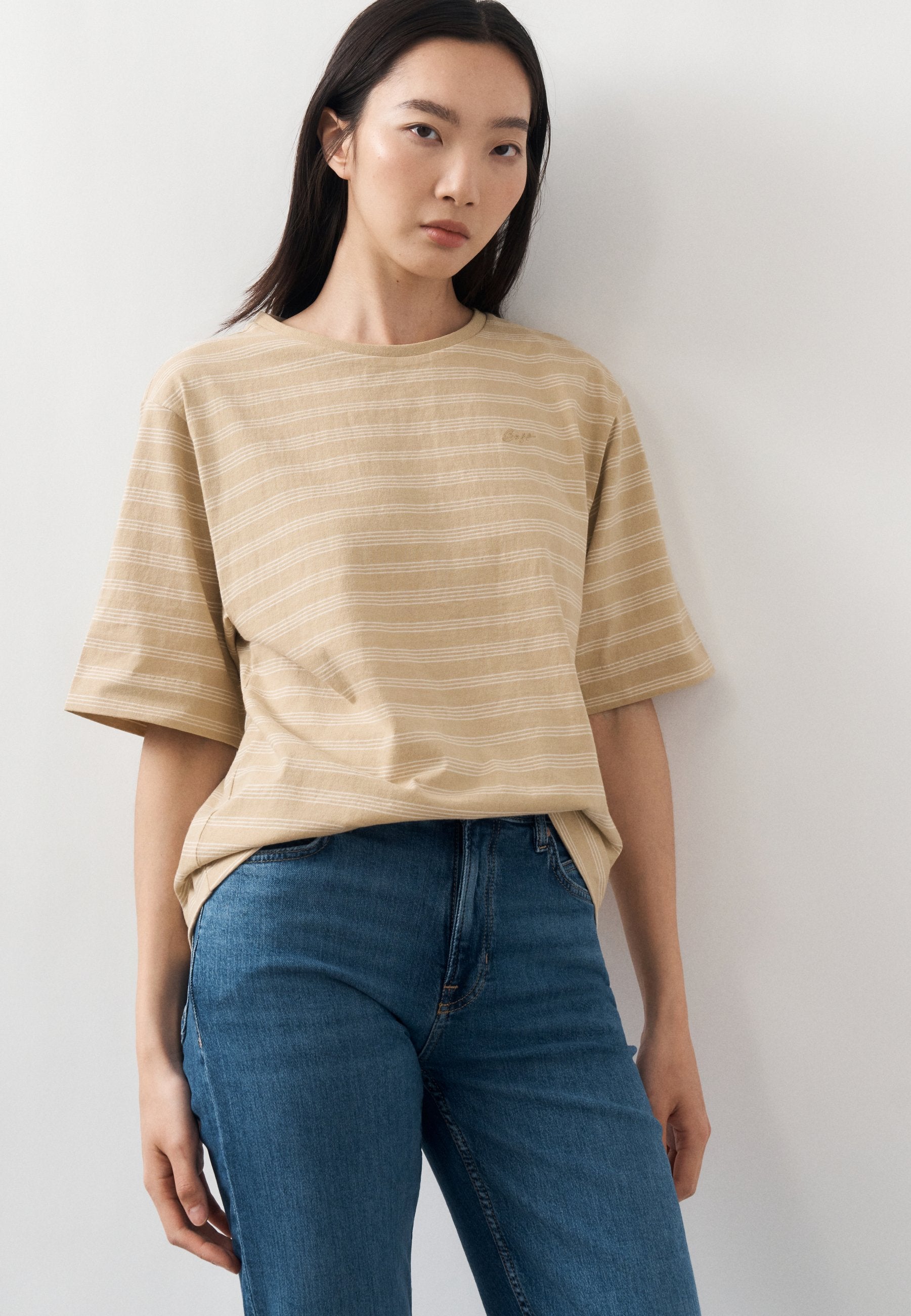 STRIPE - Print T-shirt - beige
