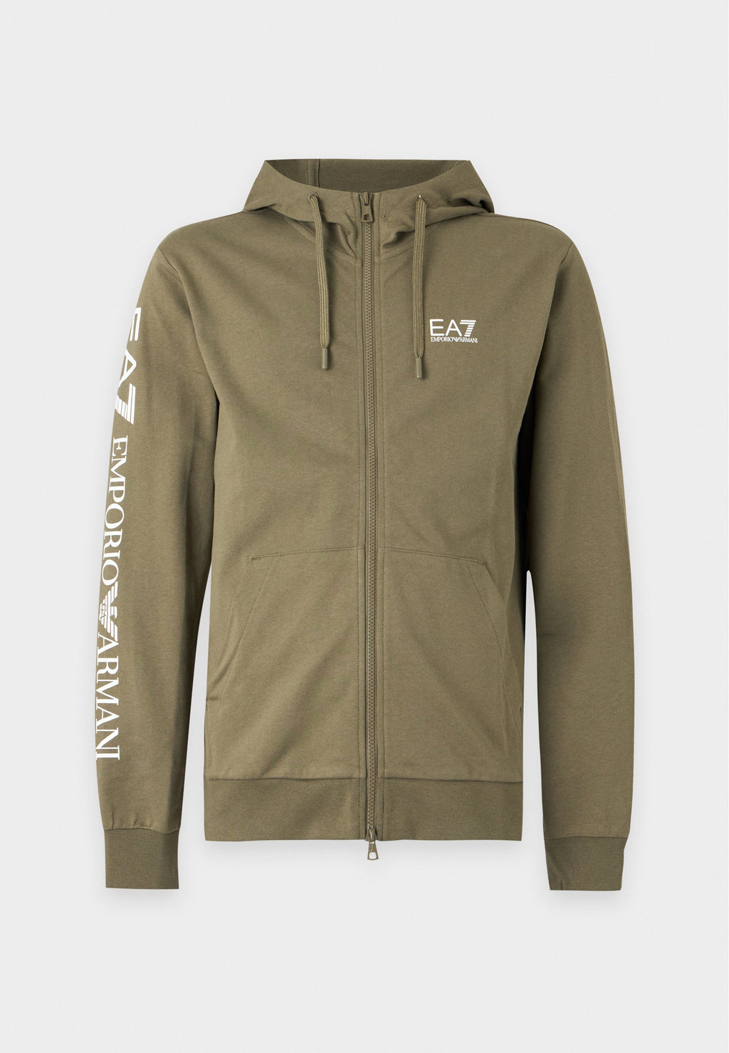 TRAIN LOGO SERIES HOODIE EXTENDED LOGO - Zip-up sweatshirt - kalamata/white