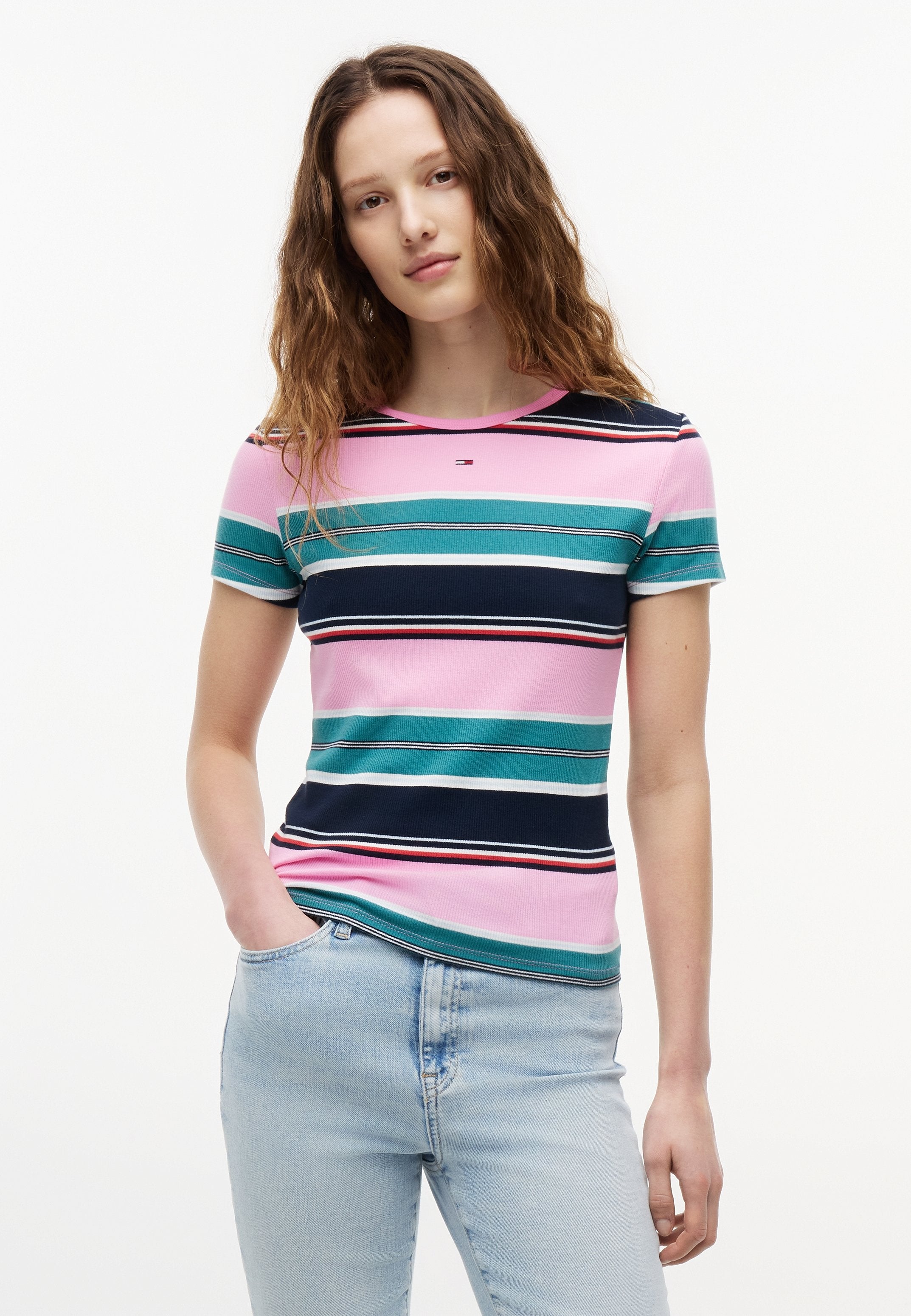 SLIM FIT - Print T-shirt - pink daisy/multi-colored