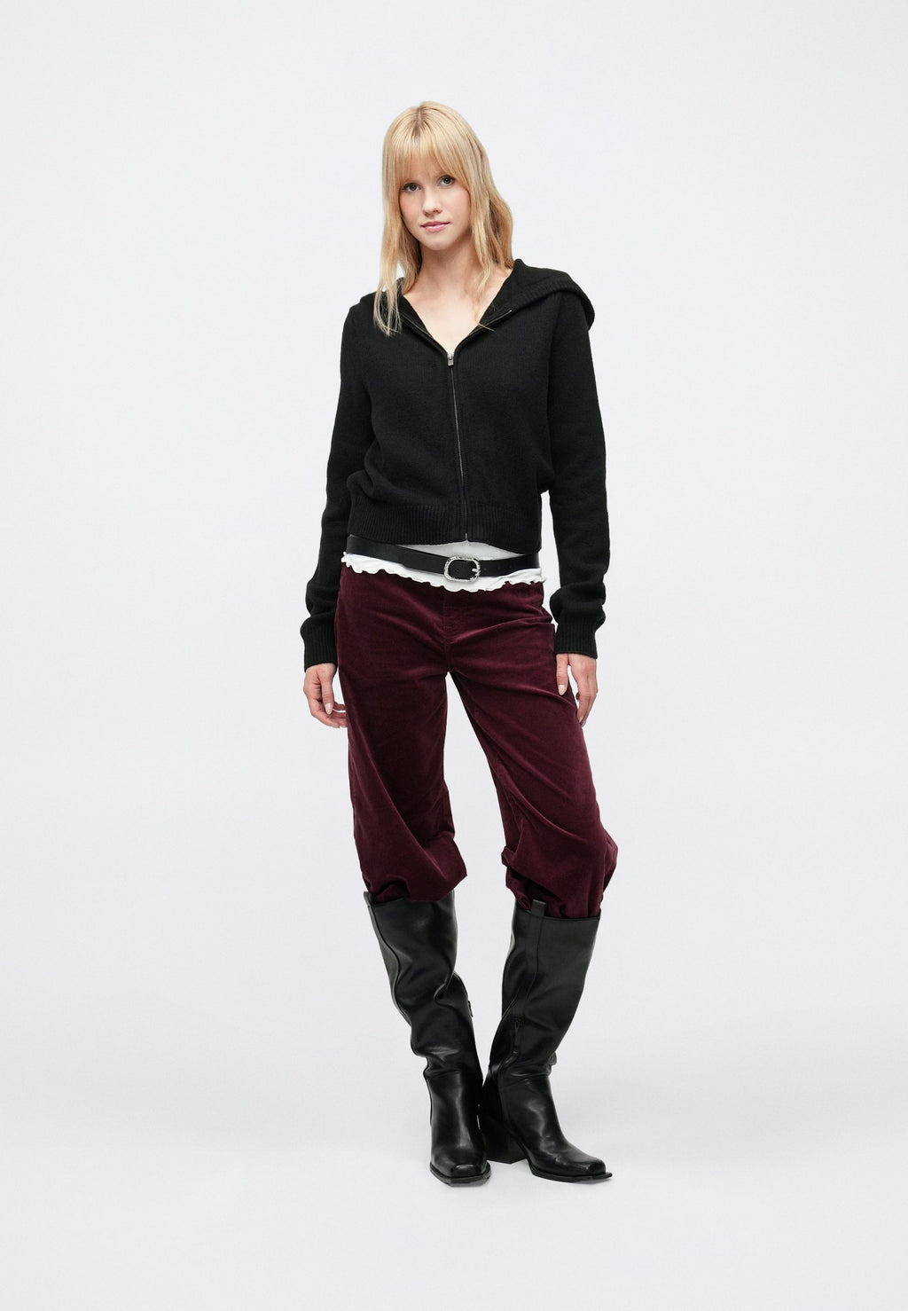 CASHSOFT ZIPPER HOODIE - Zip-up sweatshirt - black