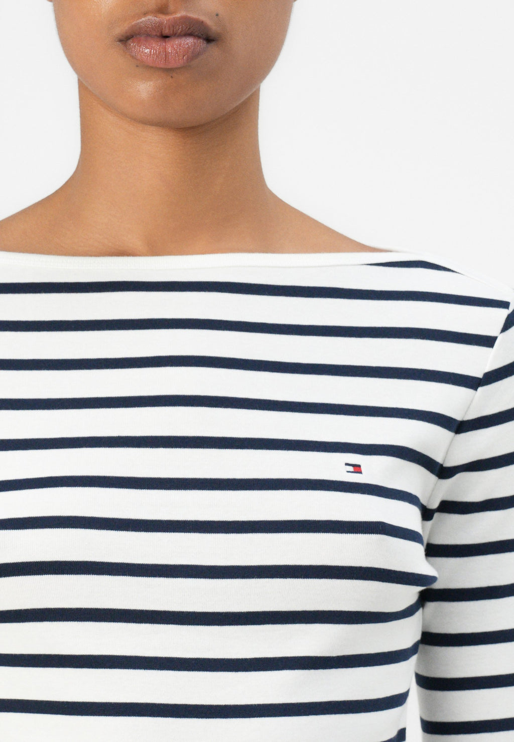 TEE SHIRT ENCOLURE BATEAU MANCHES TROIS-QUARTS - Top à manches longues - écru/bleu nuit