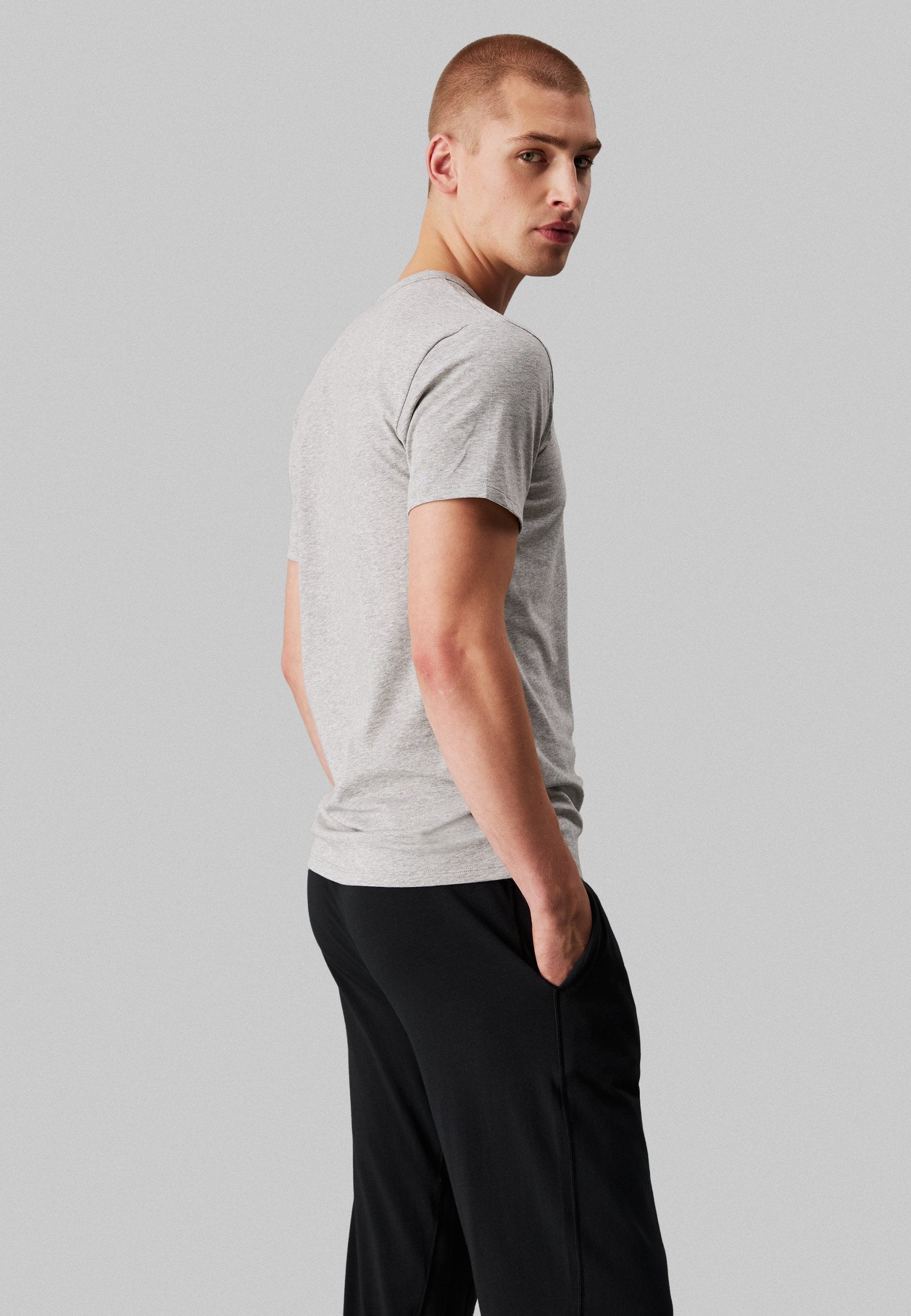 3 PACK T-SHIRTS COTTON MICRO STRETCH TEES - Undershirt - black/white/grey heather