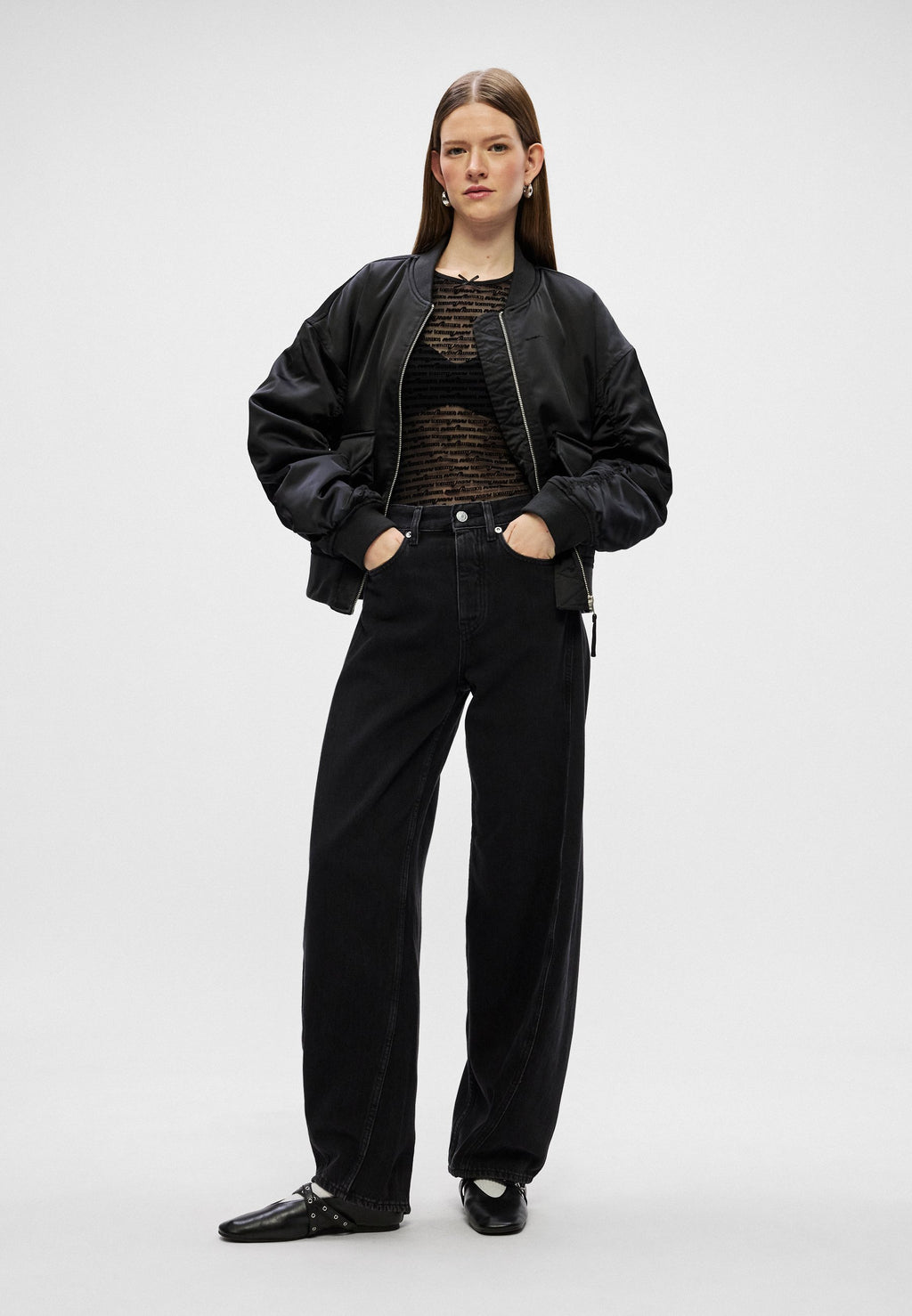 MID RISE BARREL LEG BLACK JEANS - Baggy Jeans - denim black