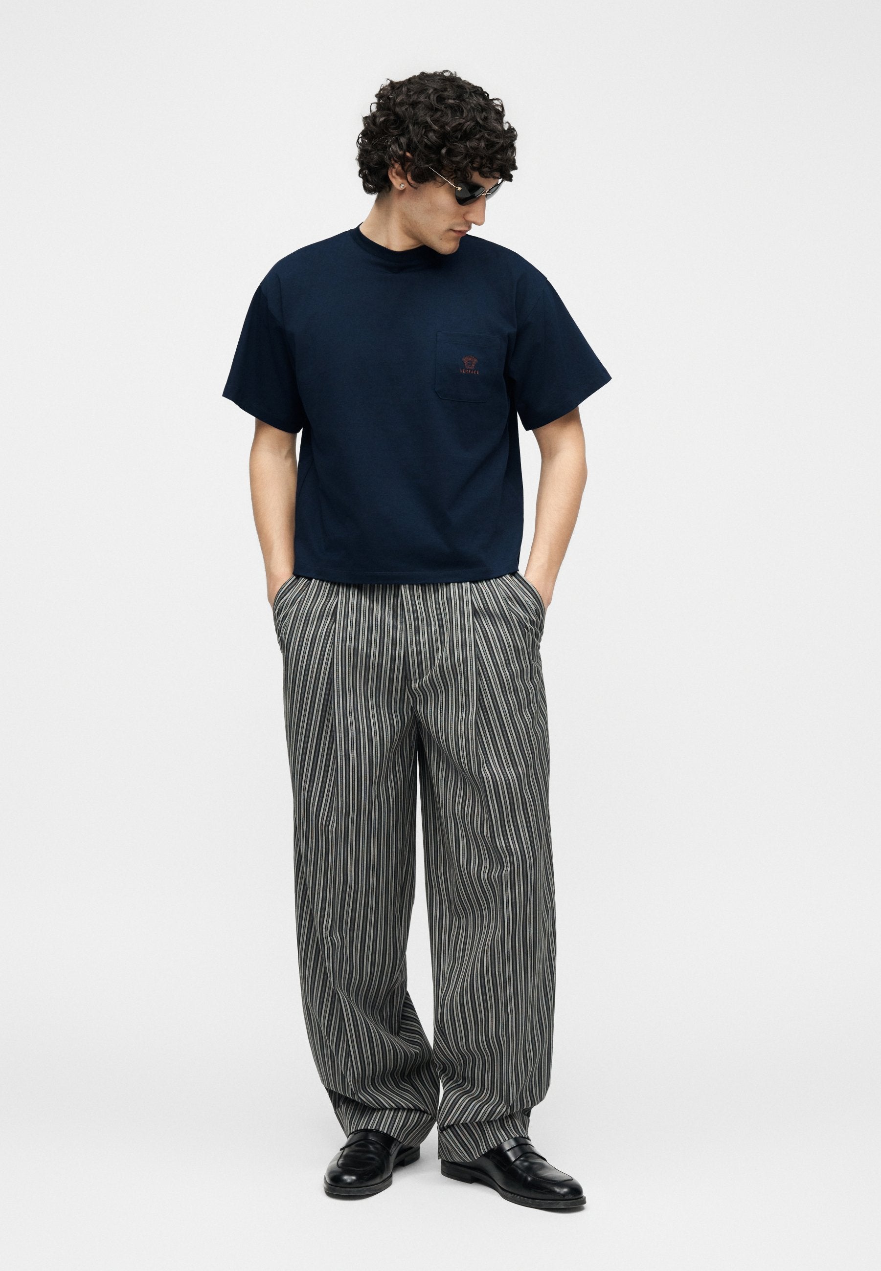 LOGO AND MEDUSA - Basic T-shirt - navy blue