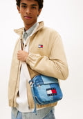SAC REPORTER EN JEAN MATELASSÉ AVEC LOGO - Sac bandoulière - jean bleu