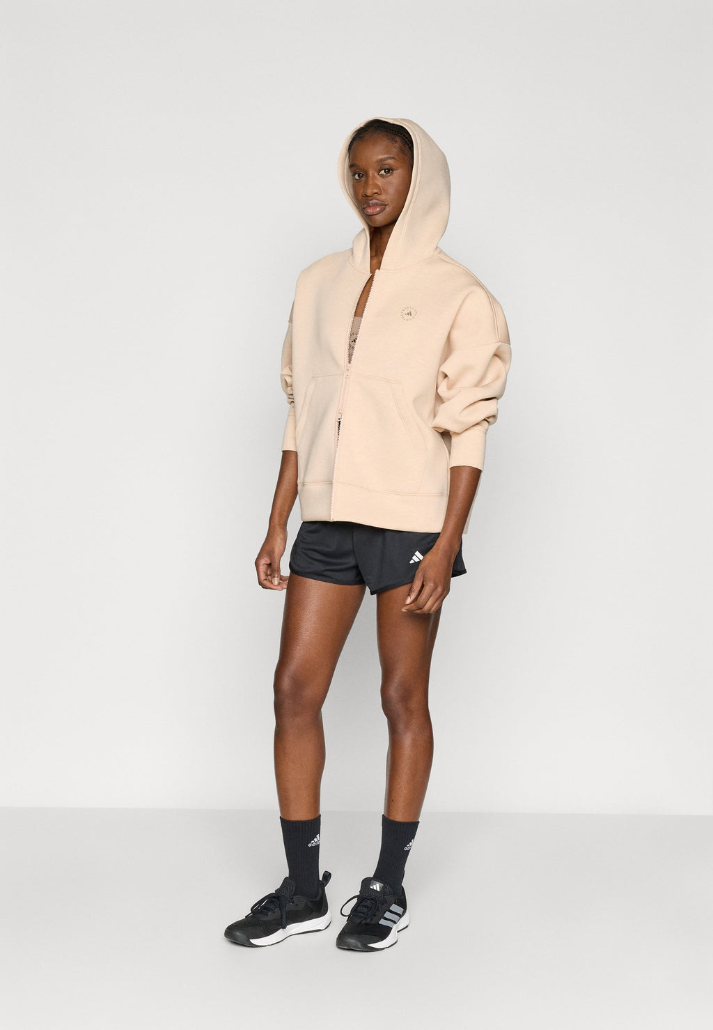Sweat à capuche zippé - poudre douce