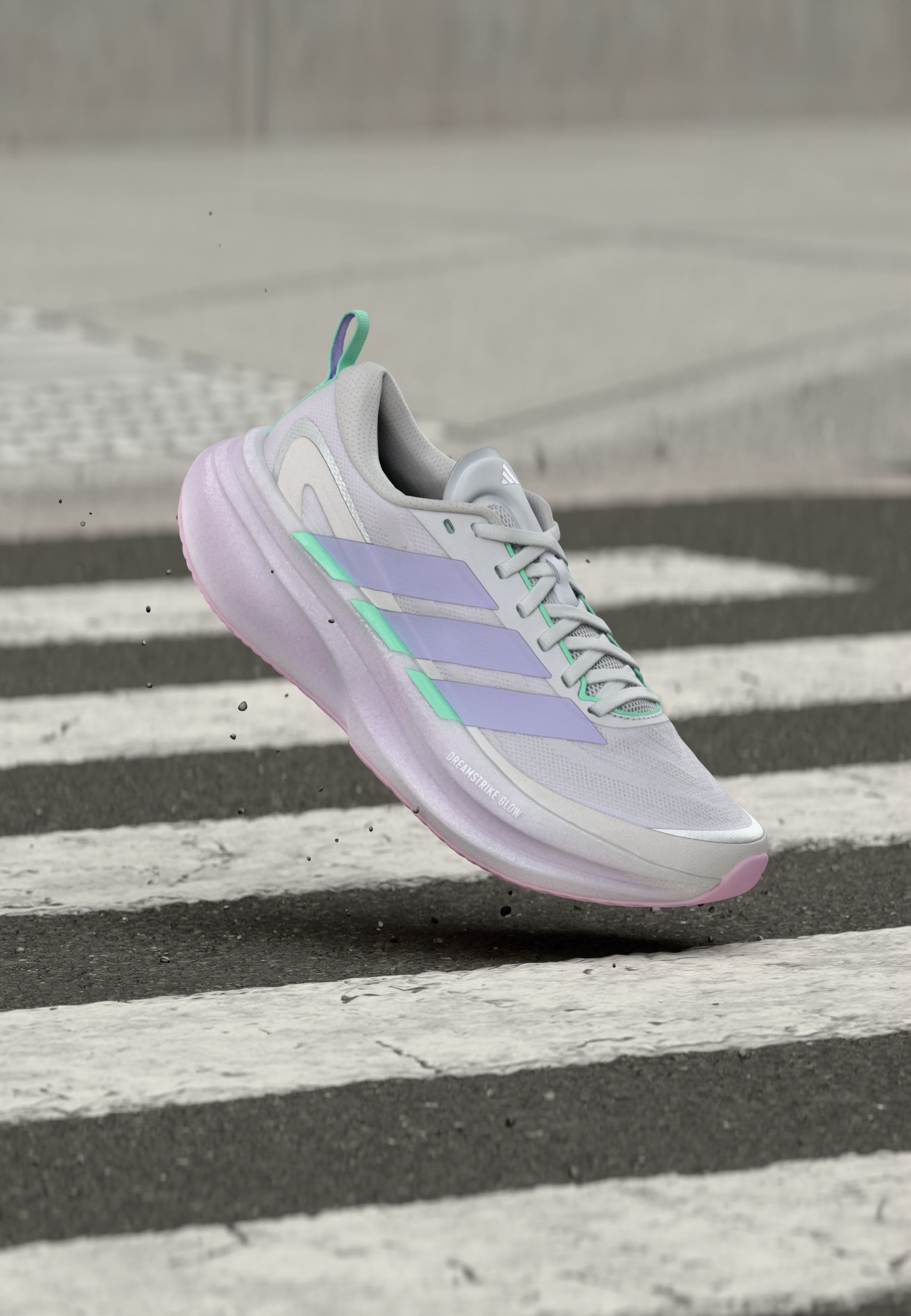 SUPERNOVA GLIDE W - Road running shoes - dash grey/glow purple/pulse mint