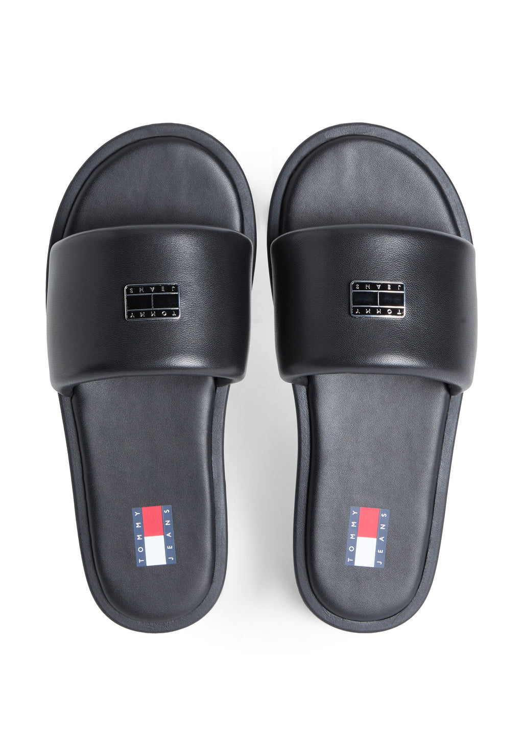 LEATHER PADDED STRAP SLIDES - Mules - black