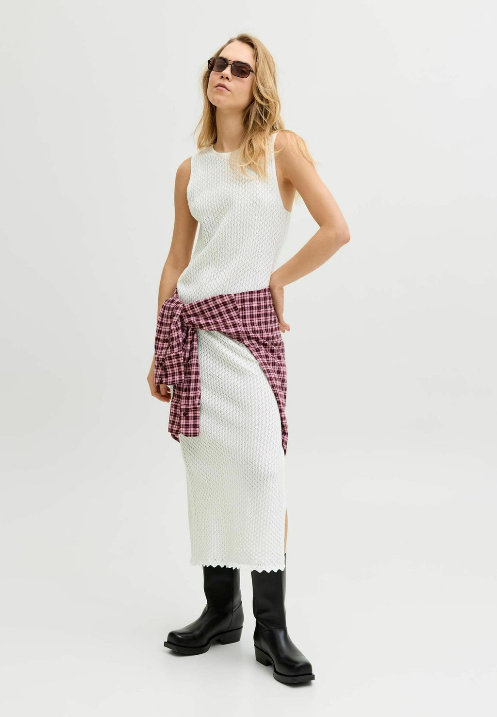 Knitted JXZURI Knitted - Jumper dress - cloud dancer