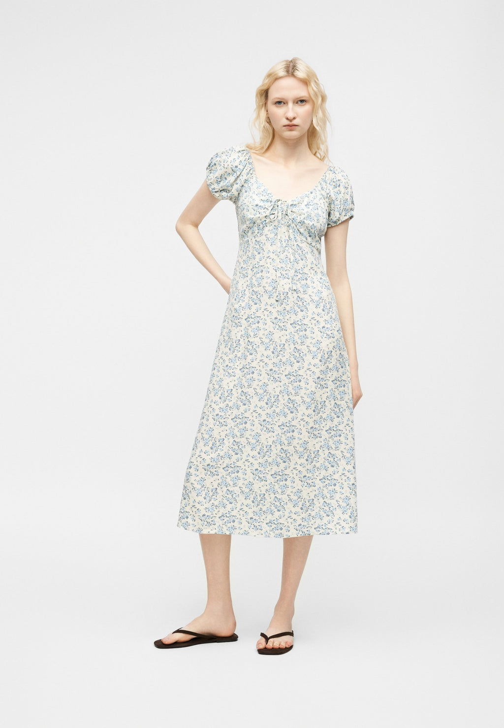 TIE PUFF MAXI - Day dress - blue