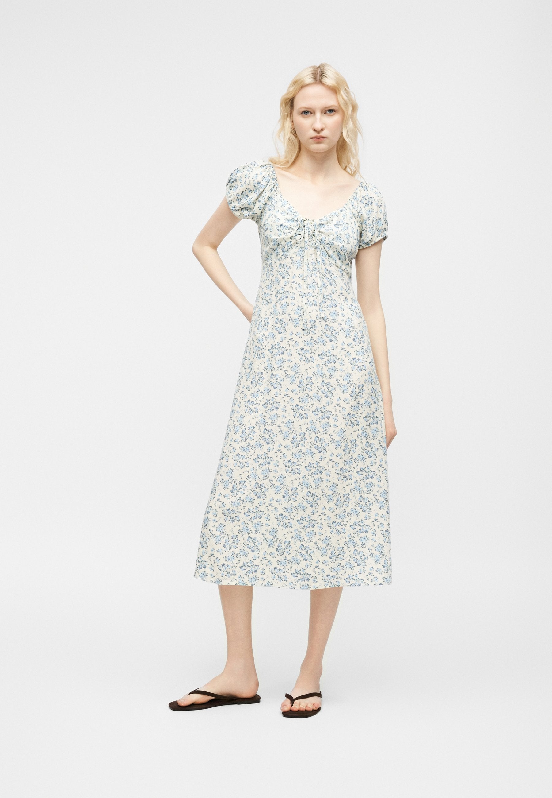 TIE PUFF MAXI - Day dress - blue