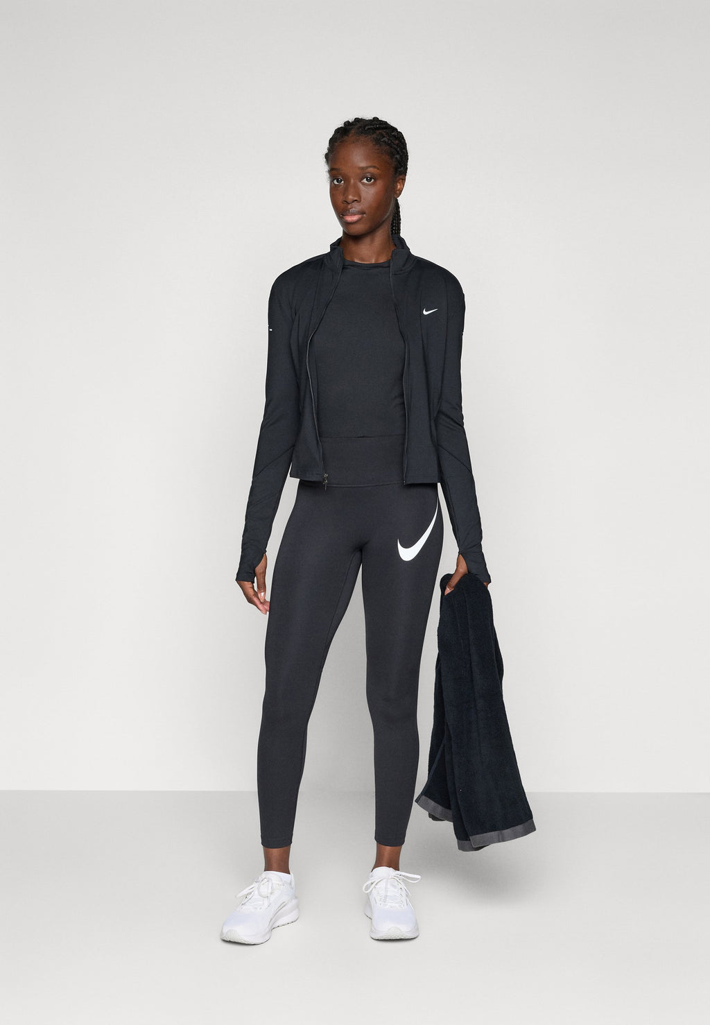 TEMPO - Running tights - black/reflective silver-coloured/white