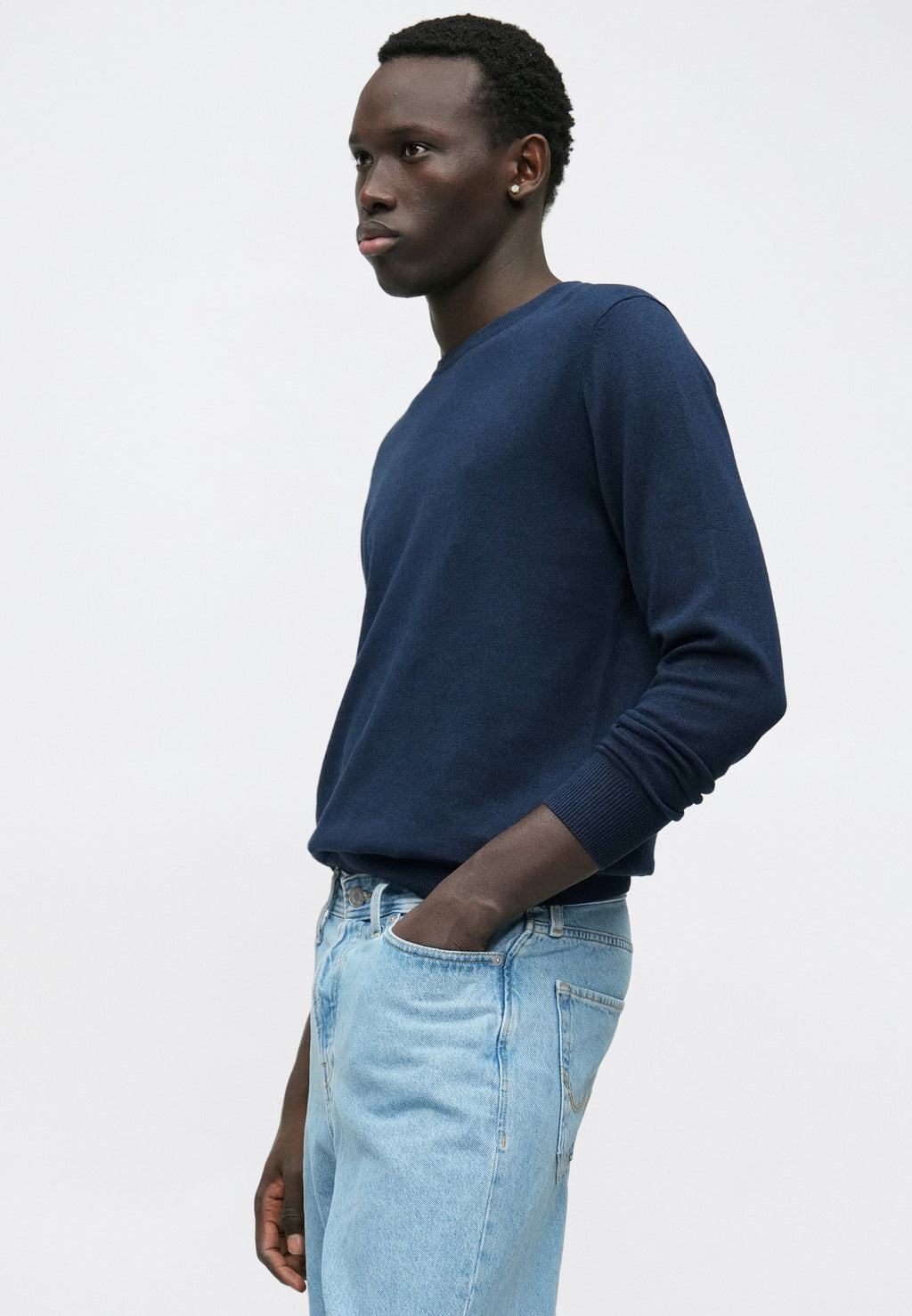 Knitted Plain Knitted - Jumper - dunkelblau