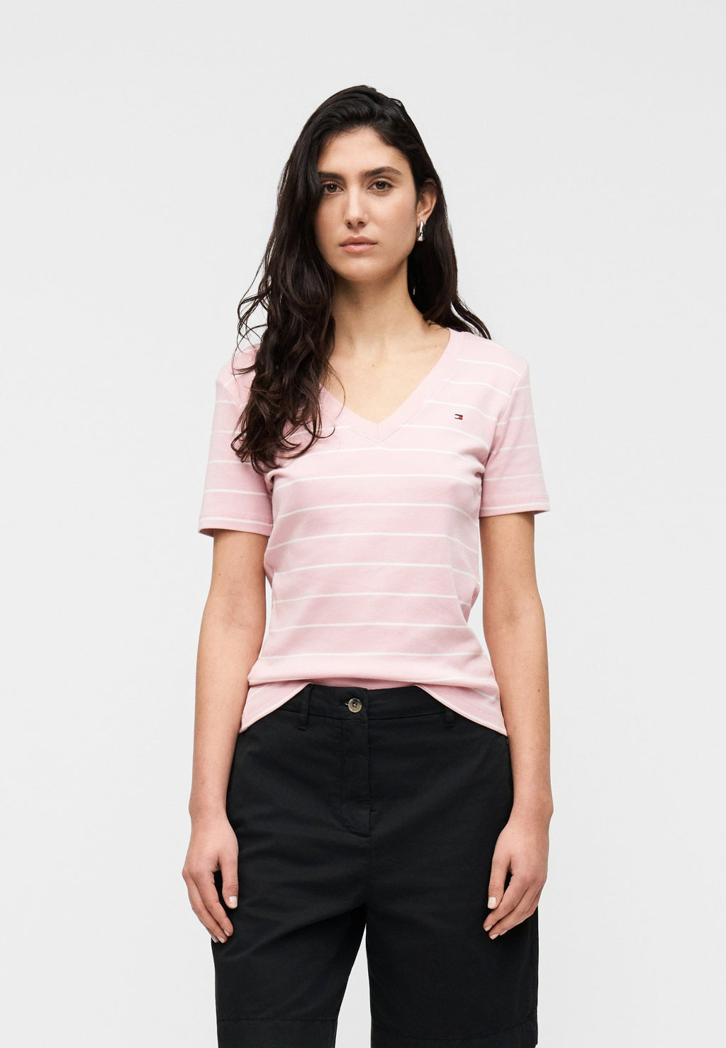 SLIM CODY COL V - T-shirt basique - bonita pink/écru