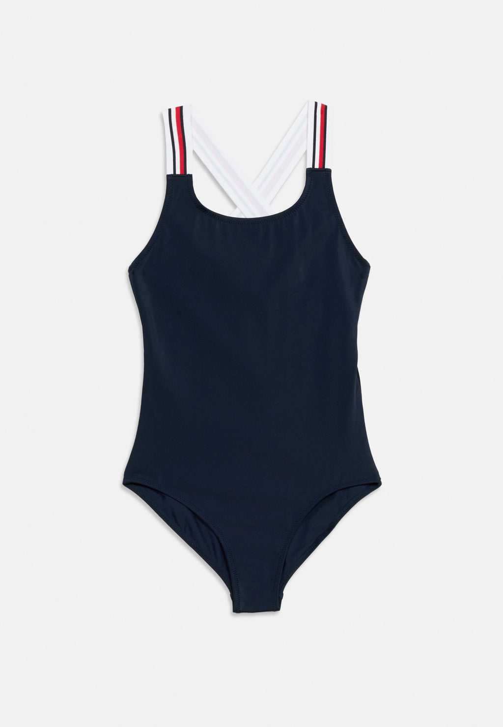GLOBAL STRIPE SQUARE NECK CROSSOVER SWIMSUIT - Swimsuit - dark blue