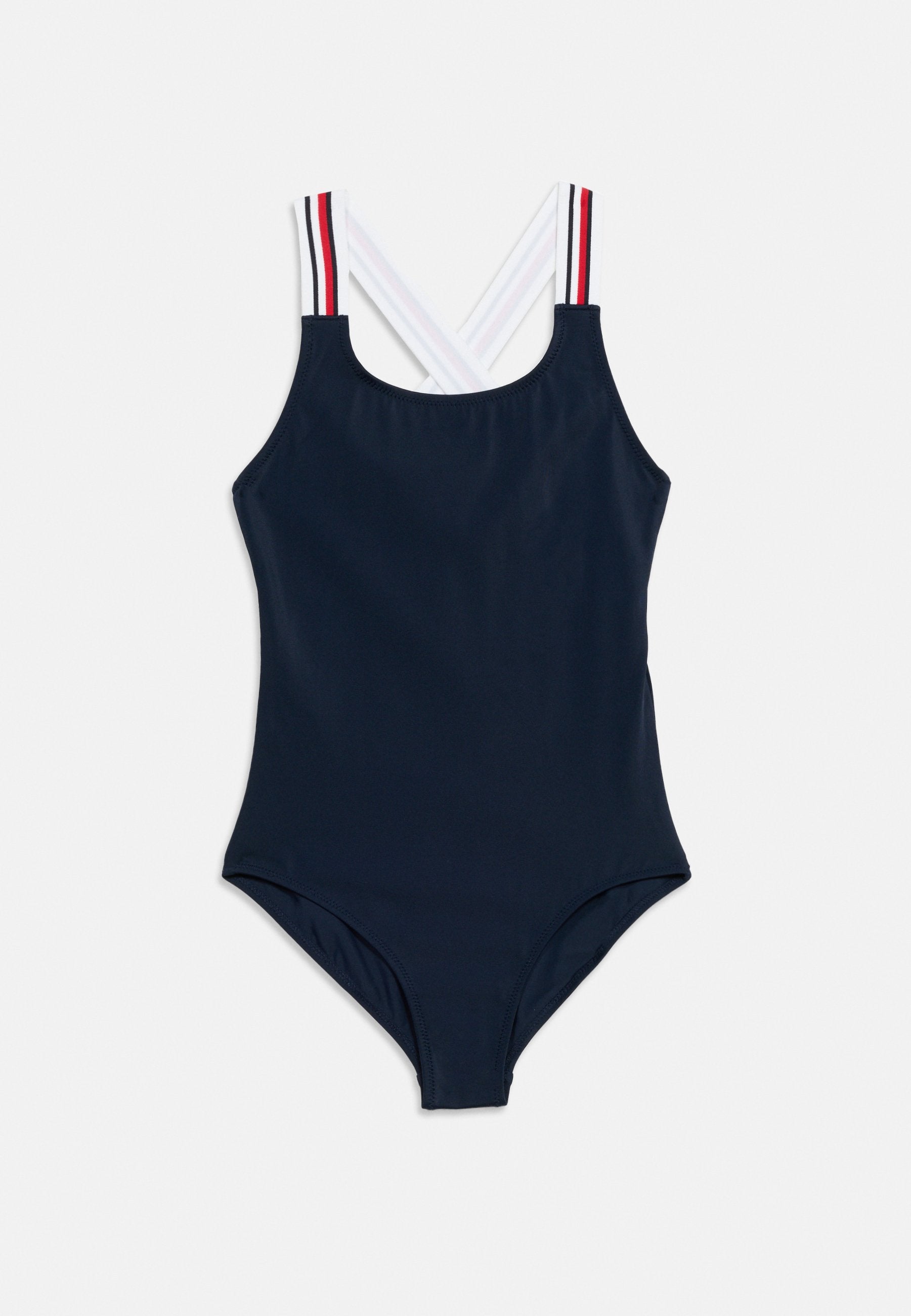 GLOBAL STRIPE SQUARE NECK CROSSOVER SWIMSUIT - Swimsuit - dark blue