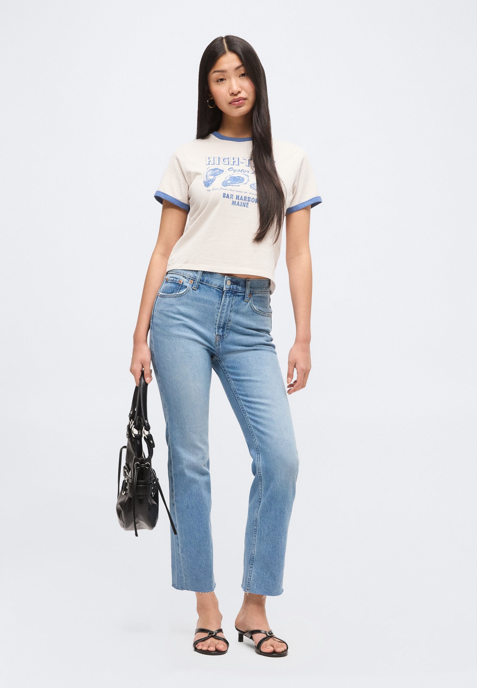 90S CROP - Straight leg jeans - medium indigo