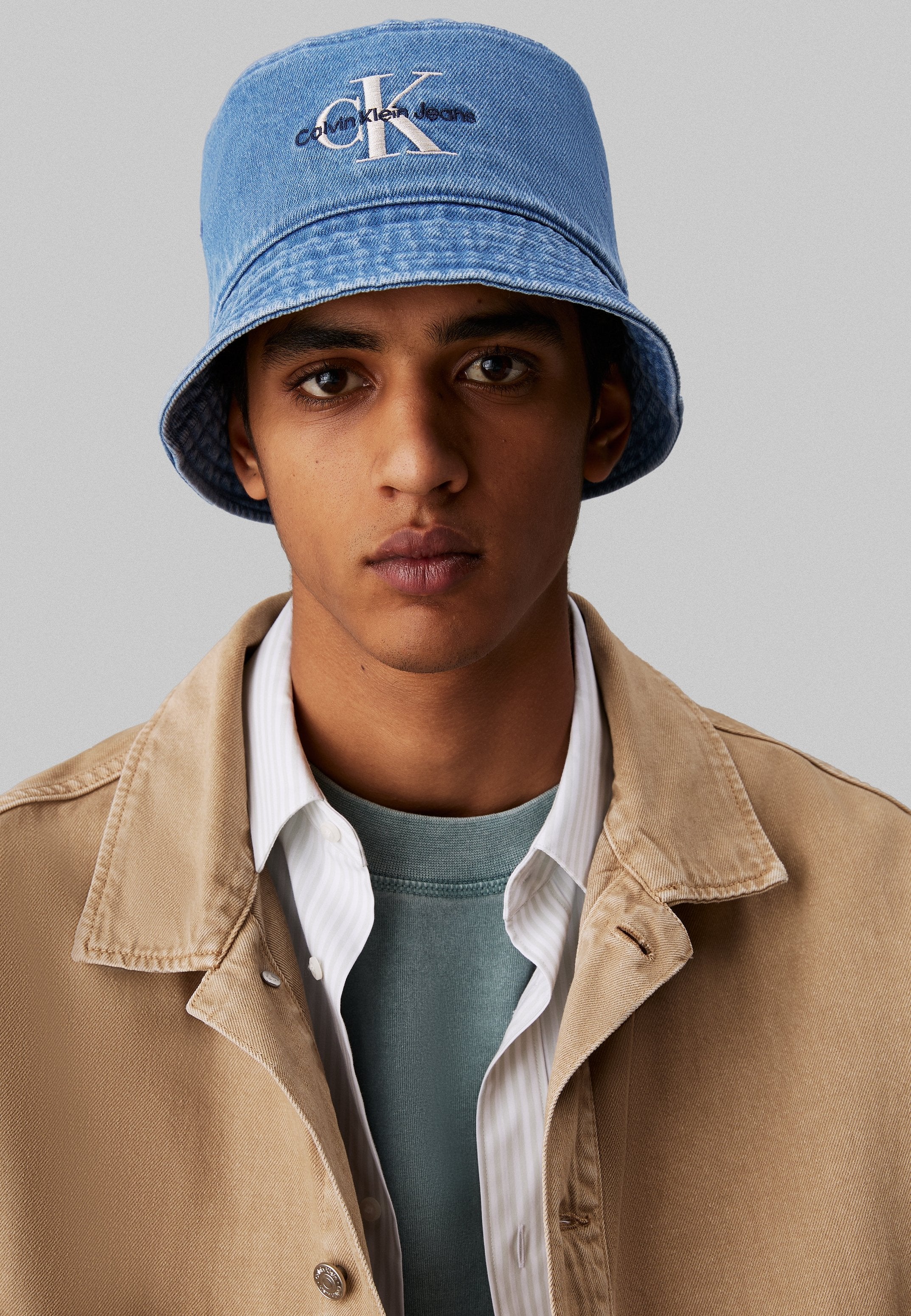 MONOLOGO EMBROIDERY DENIM BUCKET UNISEX - Hat - vintage denim