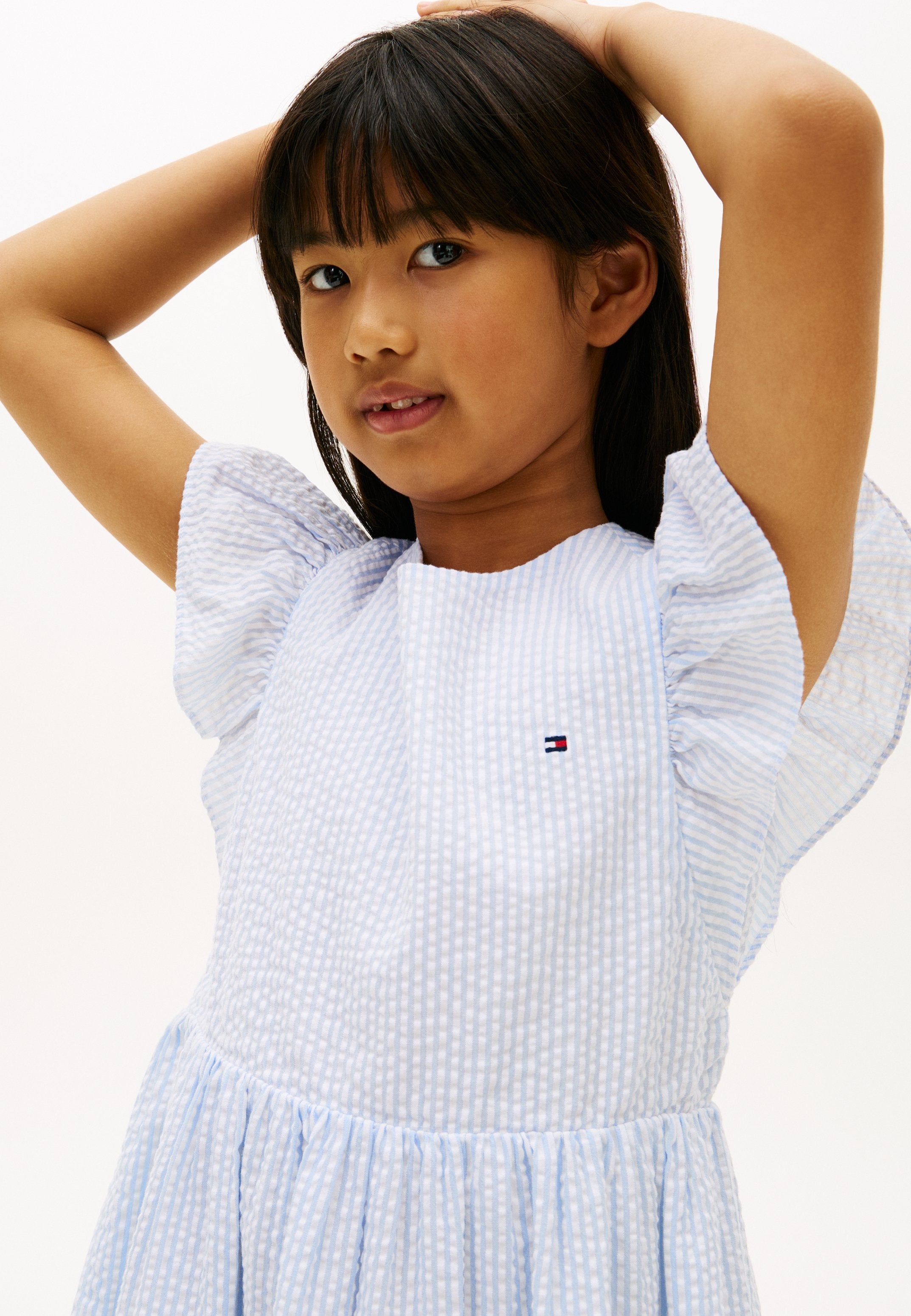 STRIPE SEERSUCKER FIT AND FLARE DRESS - Cocktail dress / Party dress - sweet blue