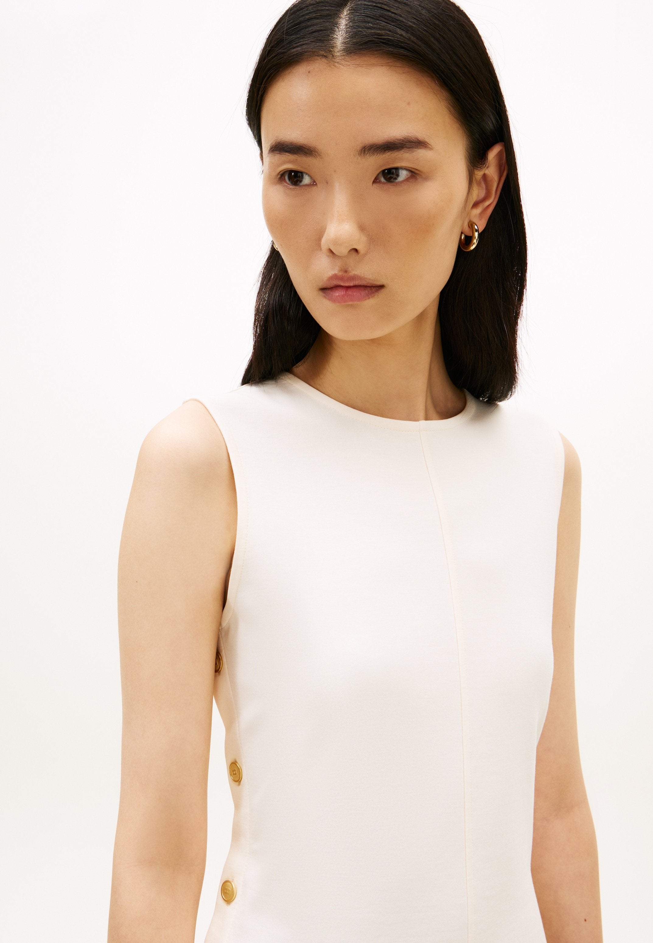 GOLD-TONE BUTTON SLEEVELESS MINI DRESS - Maxi dress - calico