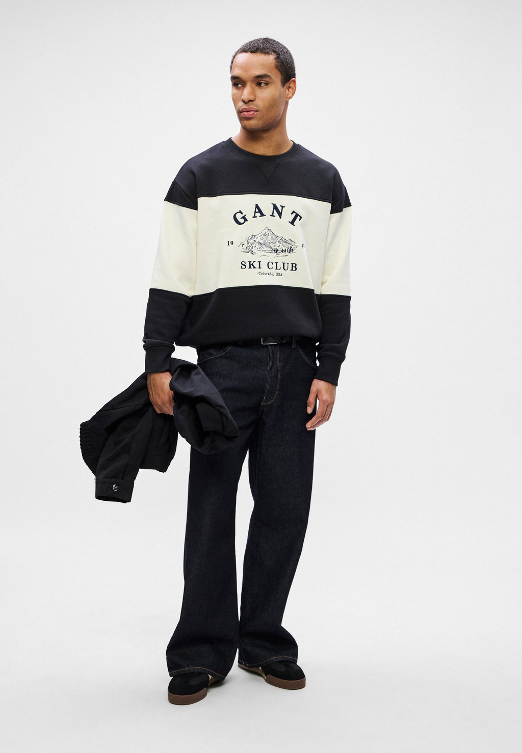 BLOCKED EMBROIDERED - Sweatshirt - black/off-white