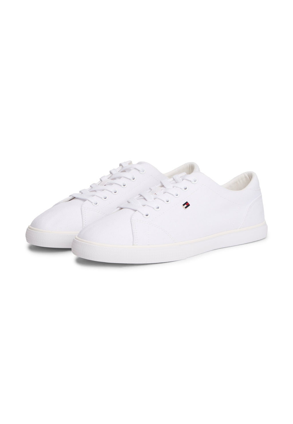 LOW PROFILE CANVAS LACE-UP TRAINERS - Trainers - white