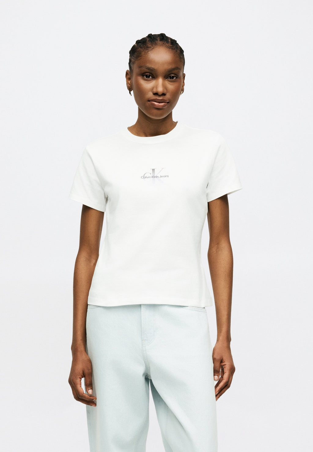 GRADIENT MONOLOGO SLIM TEE - Basic T-shirt - bright white
