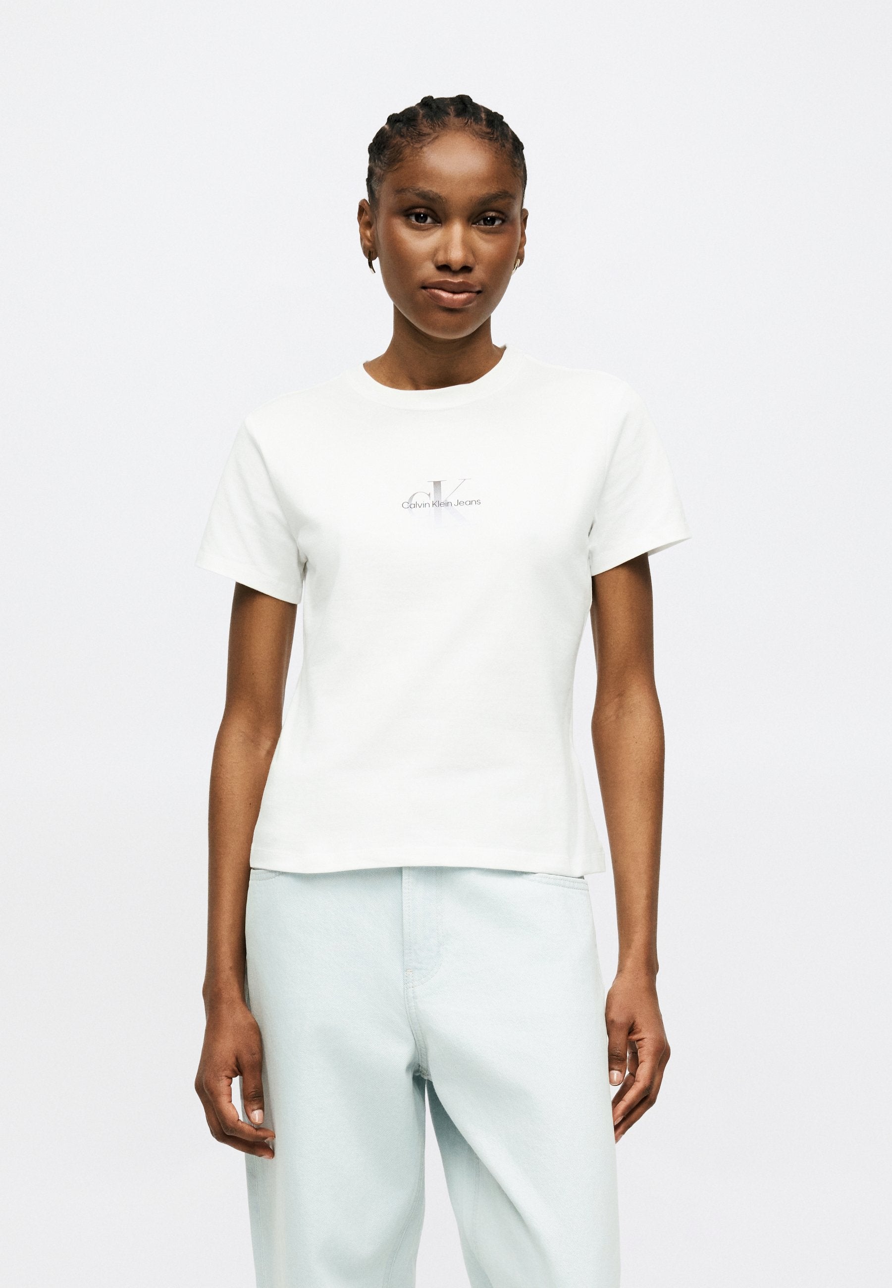 GRADIENT MONOLOGO SLIM TEE - Basic T-shirt - bright white