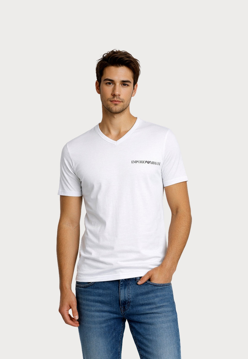 CORE LOGOBAND 2 PACK PARTE ALTA V NECK T SHIRTS - Basic T-shirt - white black