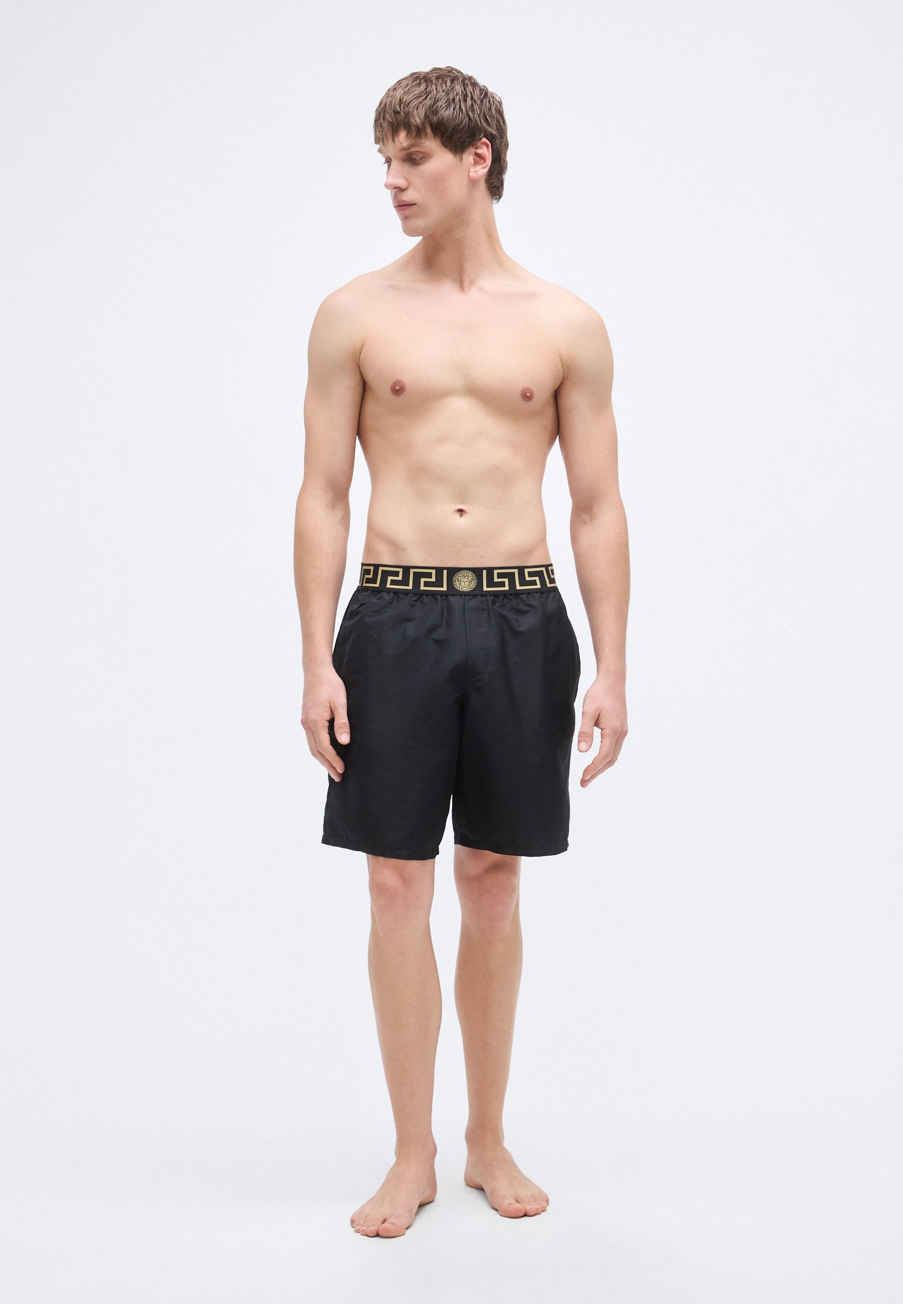 SWIM LONG NEW LOGO - Swimming shorts - black/gold-coloured