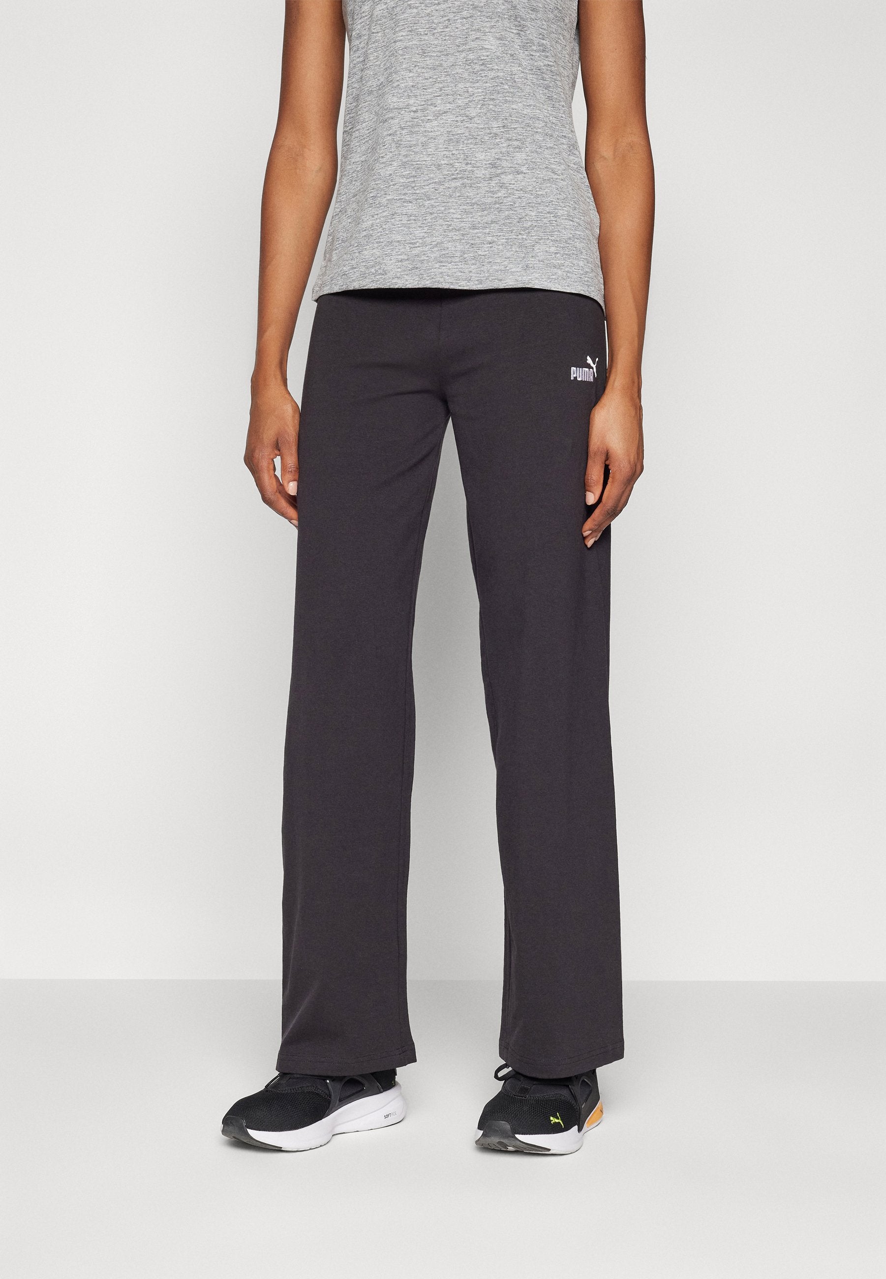 SMALL LOGO HIGH WAIST STRAIGHT LEGGINGS - Tracksuit bottoms - black