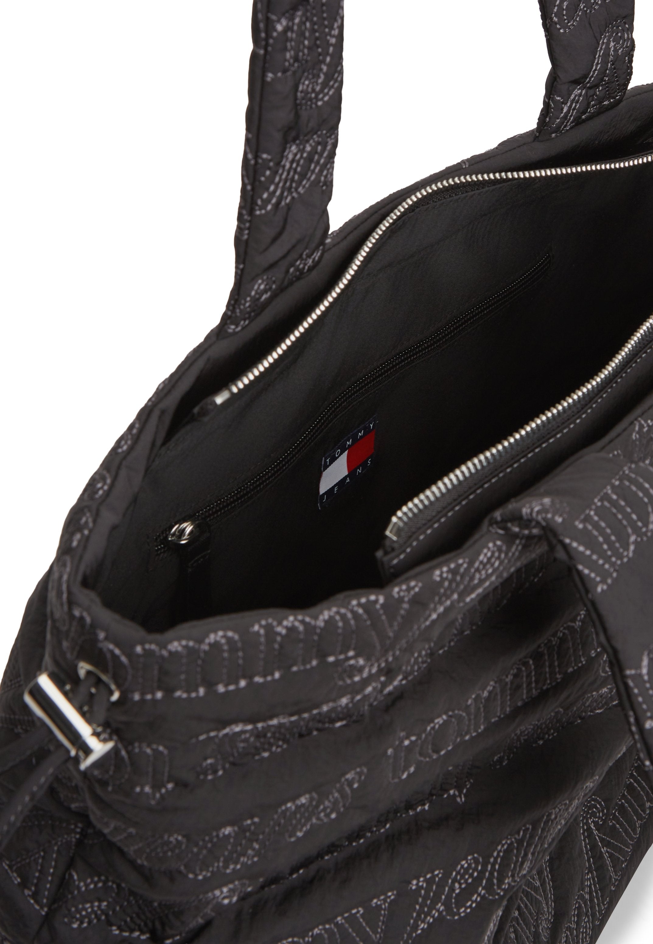 REPEAT LOGO PRINT CRINKLE TOTE BAG - Tote bag - black