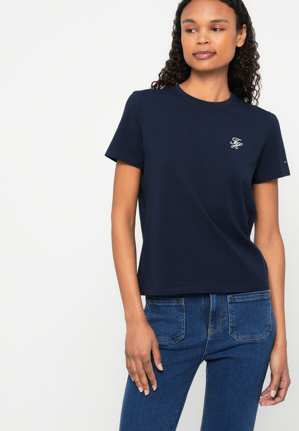 LOGO EMBROIDERY JERSEY CREW NECK T-SHIRT - Basic T-shirt - dark night navy