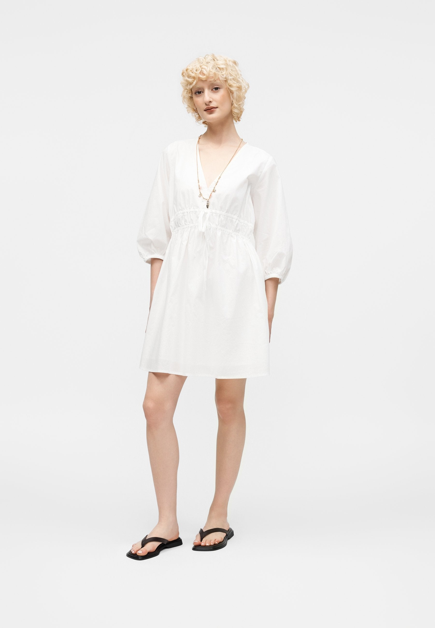 TIE NECK WAIST DRESS - Day dress - fresh white