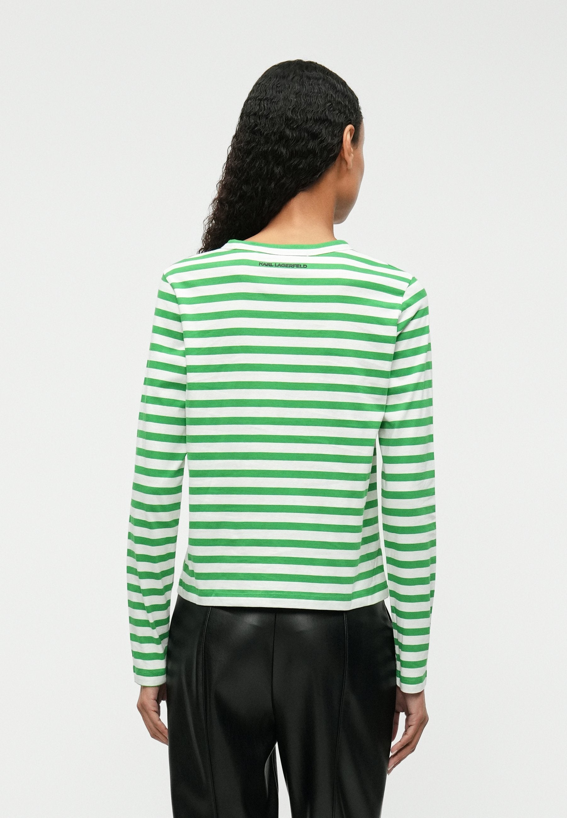 IKON STRIPE LONG-SLEEVED - Haut à manches longues - cannoli cream/fern green