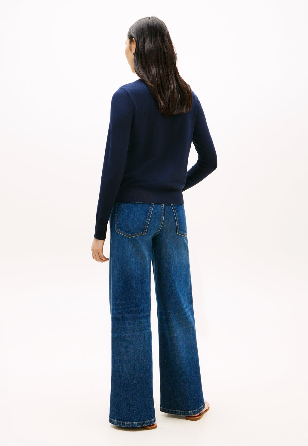 PULL COL BATEAU EN JERSEY AVEC BOUTONS DORÉS - Pull - bleu marine nuit