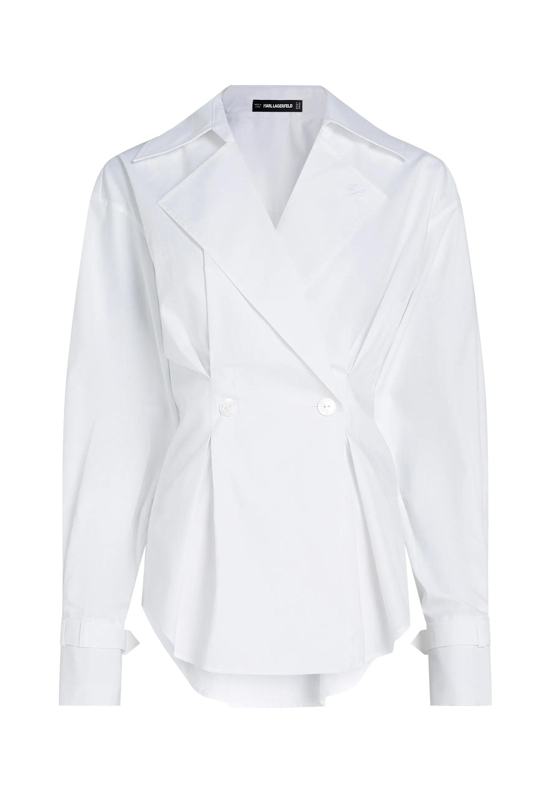 DOUBLE BREASTED POPLIN - Button-down blouse - white