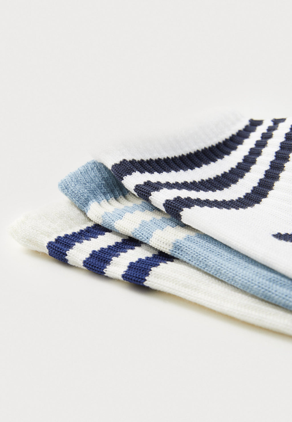 STRIPES CREW UNISEX 3 PACK - Socks - white tactile/blue/cream white